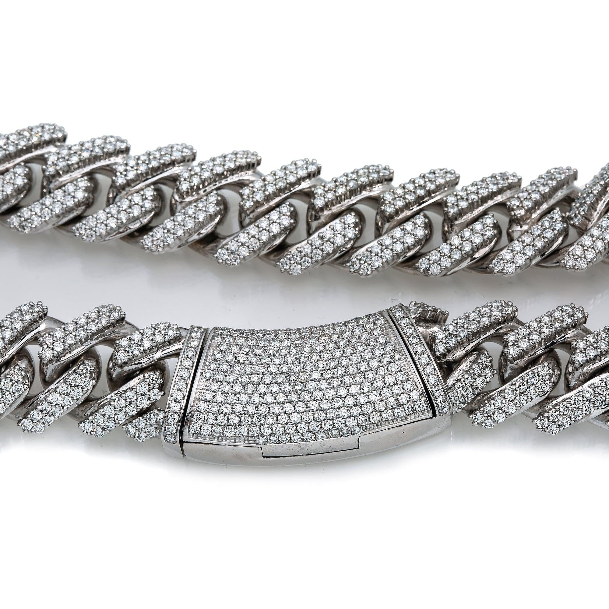 10K WHITE GOLD DIAMOND MEN'S CUBAN CHOKER 34.26 CT - Image 3