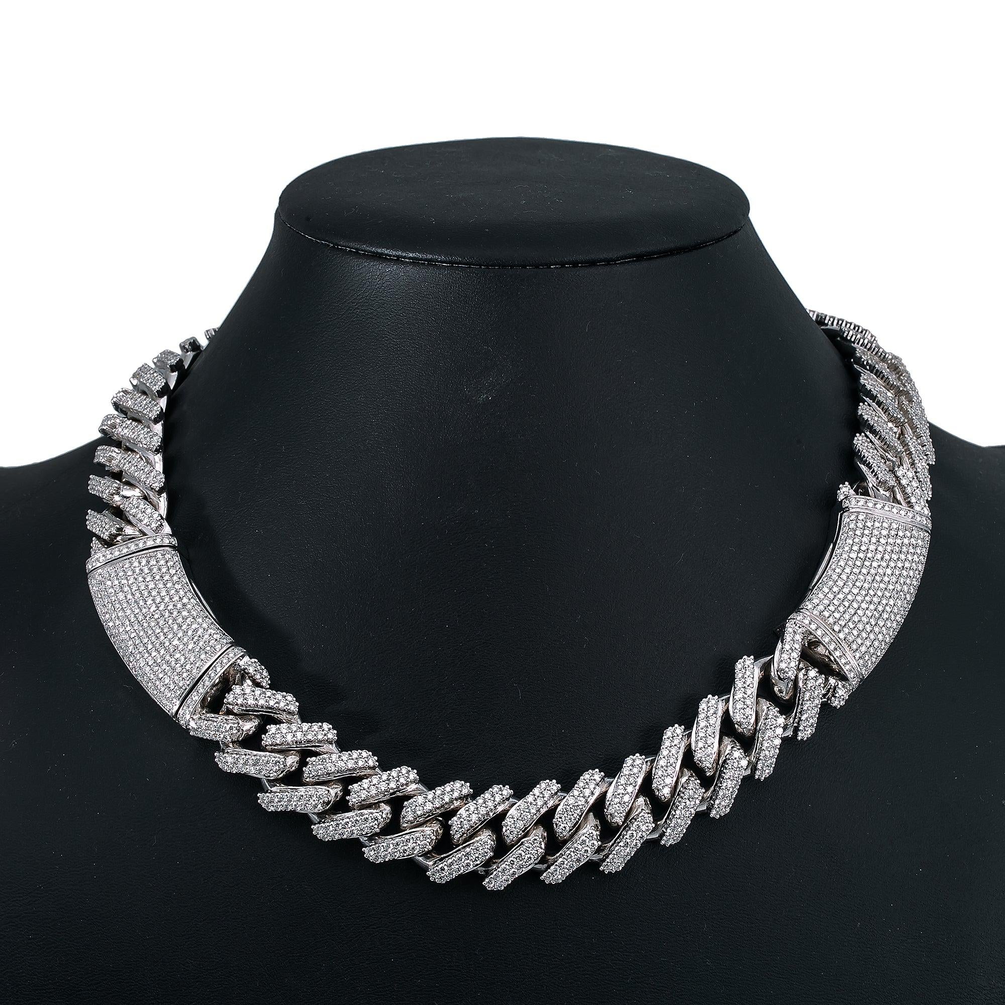 10K WHITE GOLD DIAMOND MEN'S CUBAN CHOKER 34.26 CT - Image 4