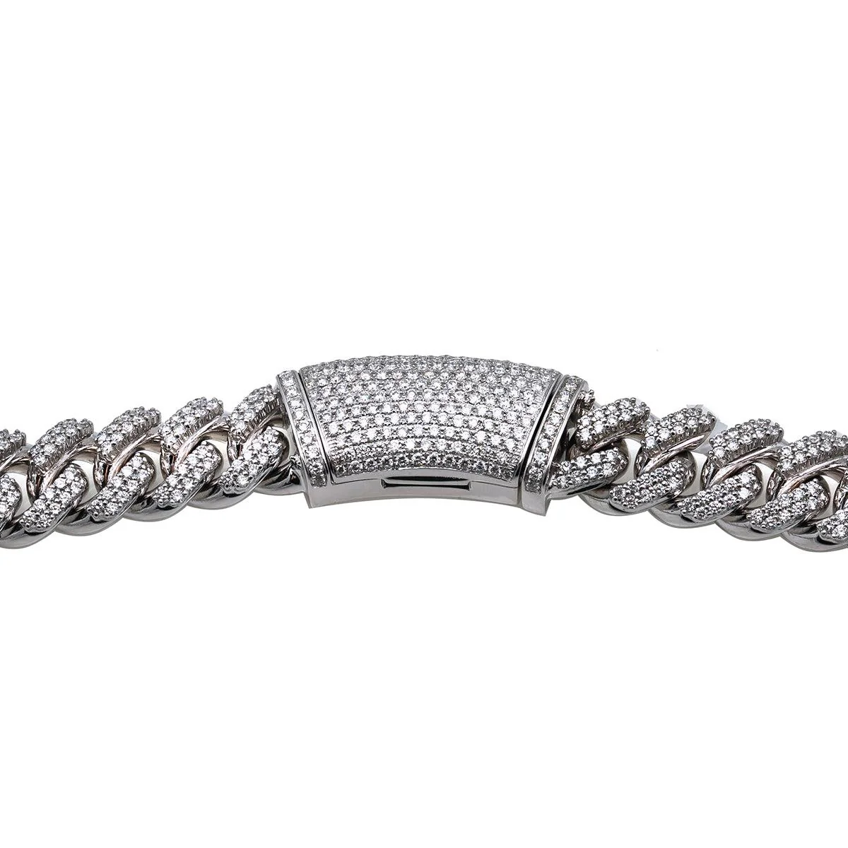 14K White Gold Iced Out Diamond Cuban Link Chain | 20.61 Carats | 12 MM Width | 24 Inch Length - Image 3