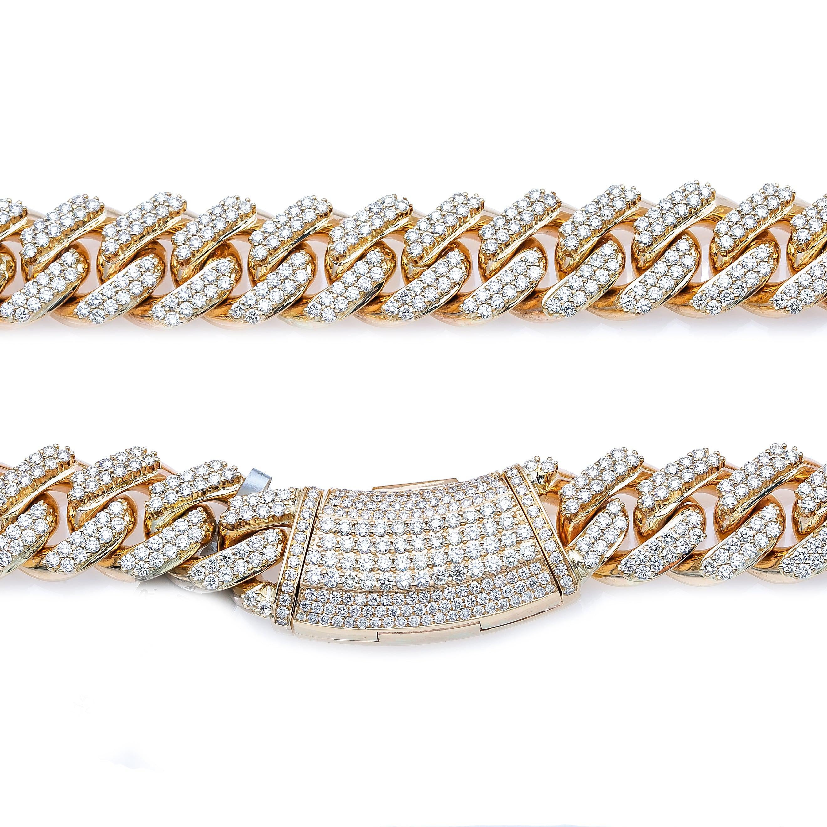 14K Yellow Gold 24"/15MM Cuban Chain Iced Out with 35.08 CT Diamonds - Image 3