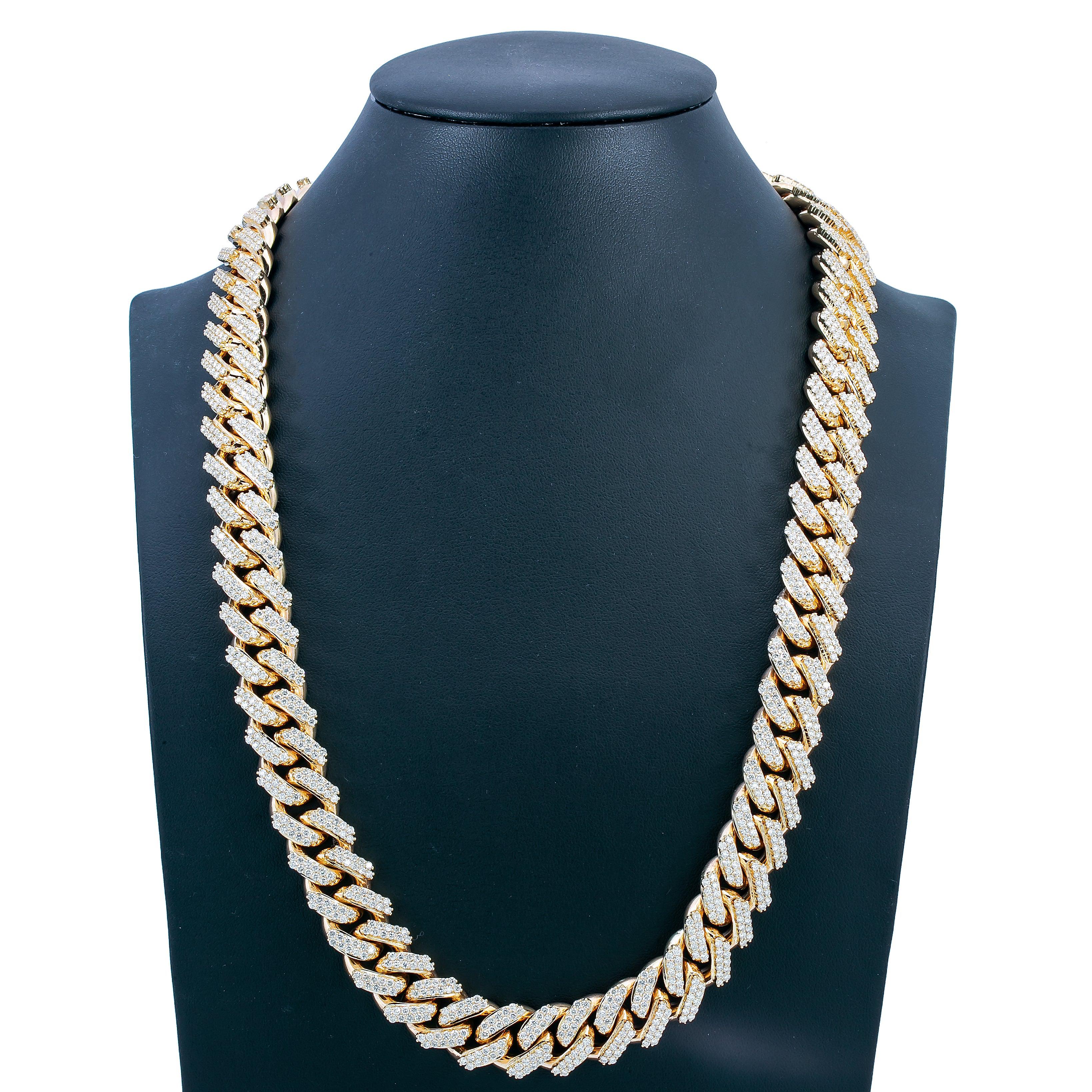 14K Yellow Gold 24"/15MM Cuban Chain Iced Out with 35.08 CT Diamonds - Image 4