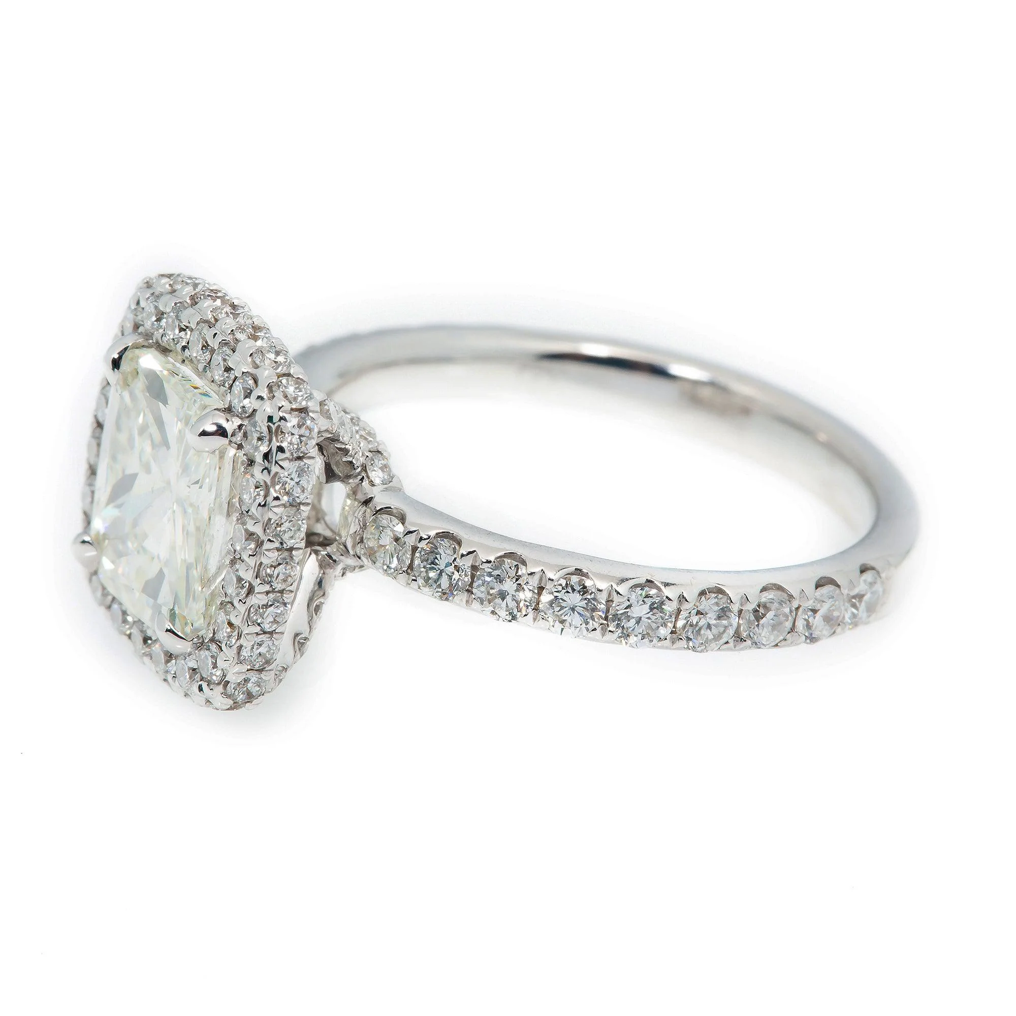 18K GOLD CUSHION CUT DIAMOND ENGAGEMENT RING 2.5 CT GIA - Image 4