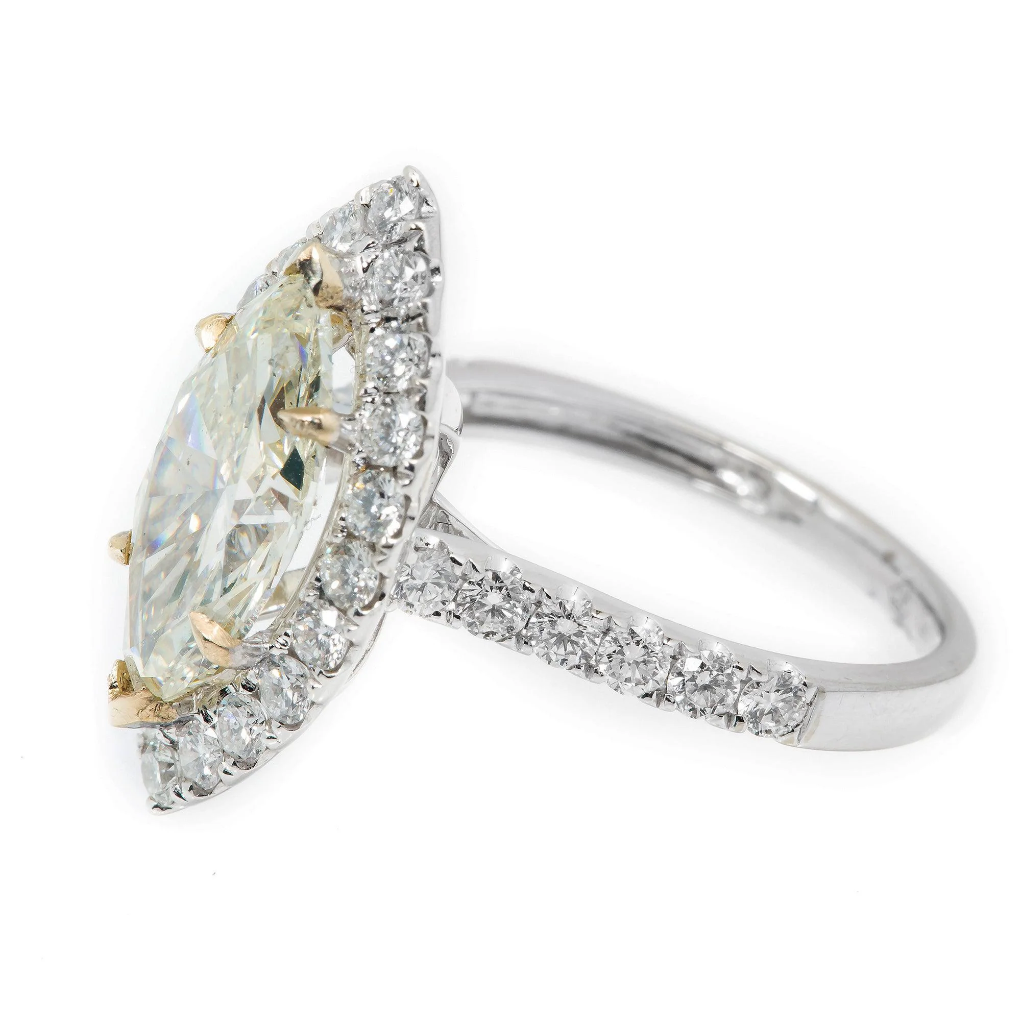 18K GOLD MARQUISE CUT DIAMOND ENGAGEMENT RING 3.00 CT GIA - Image 4