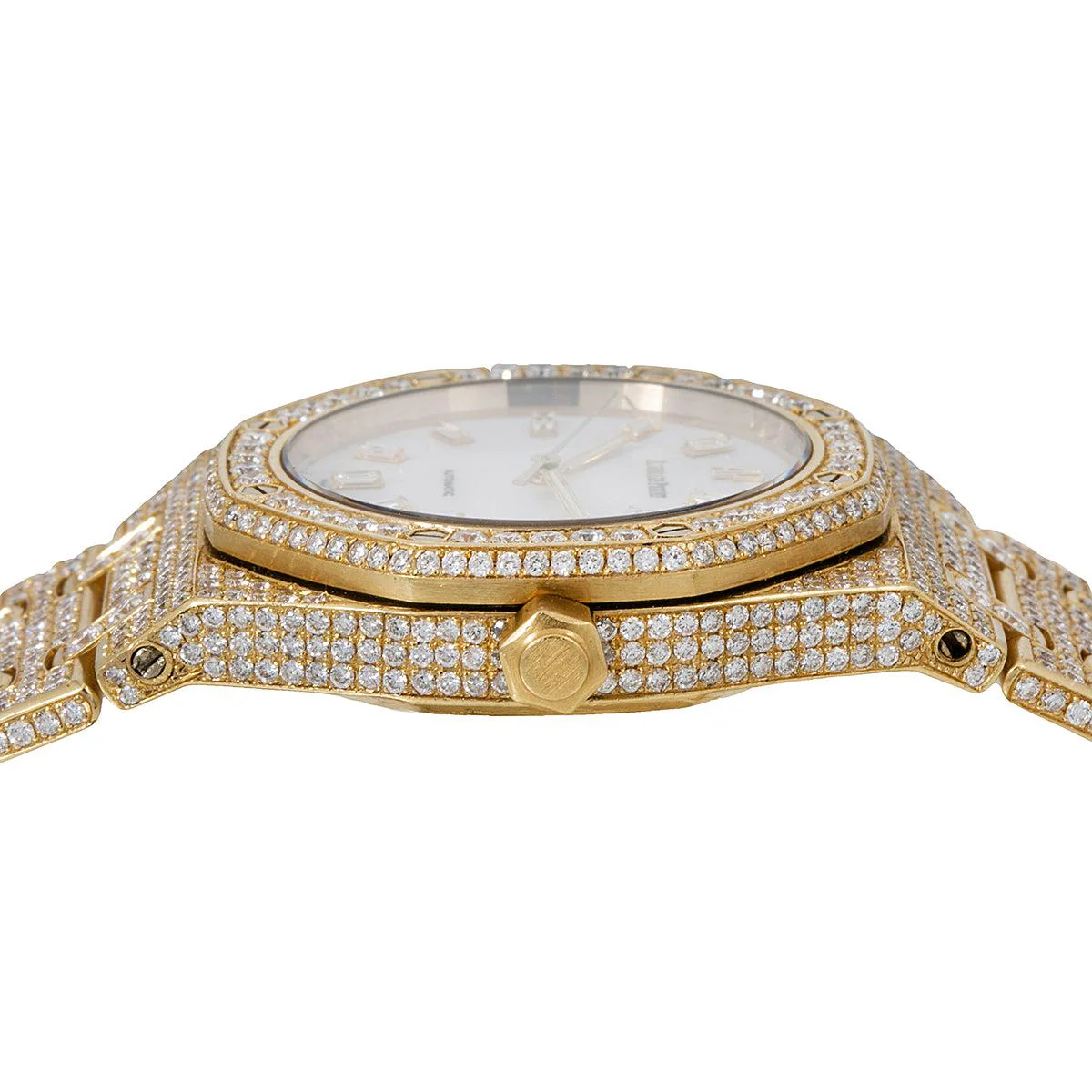 Audemars Piguet Royal Oak 33MM 15000ST Mother of Pearl Dial Diamond Bezel 18K Yellow Gold Bracelet 13.75ct - Image 4