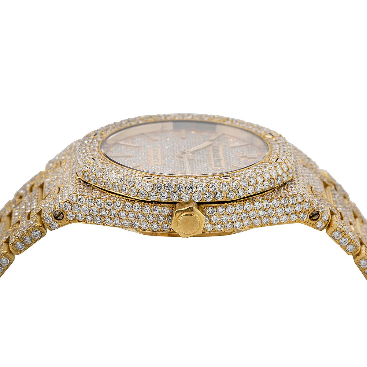 Audemars Piguet Royal Oak 33MM 15454BA Diamond Paved Dial Diamond Paved Bezel 18K Yellow Gold Bracelet 17.95ct - Image 4