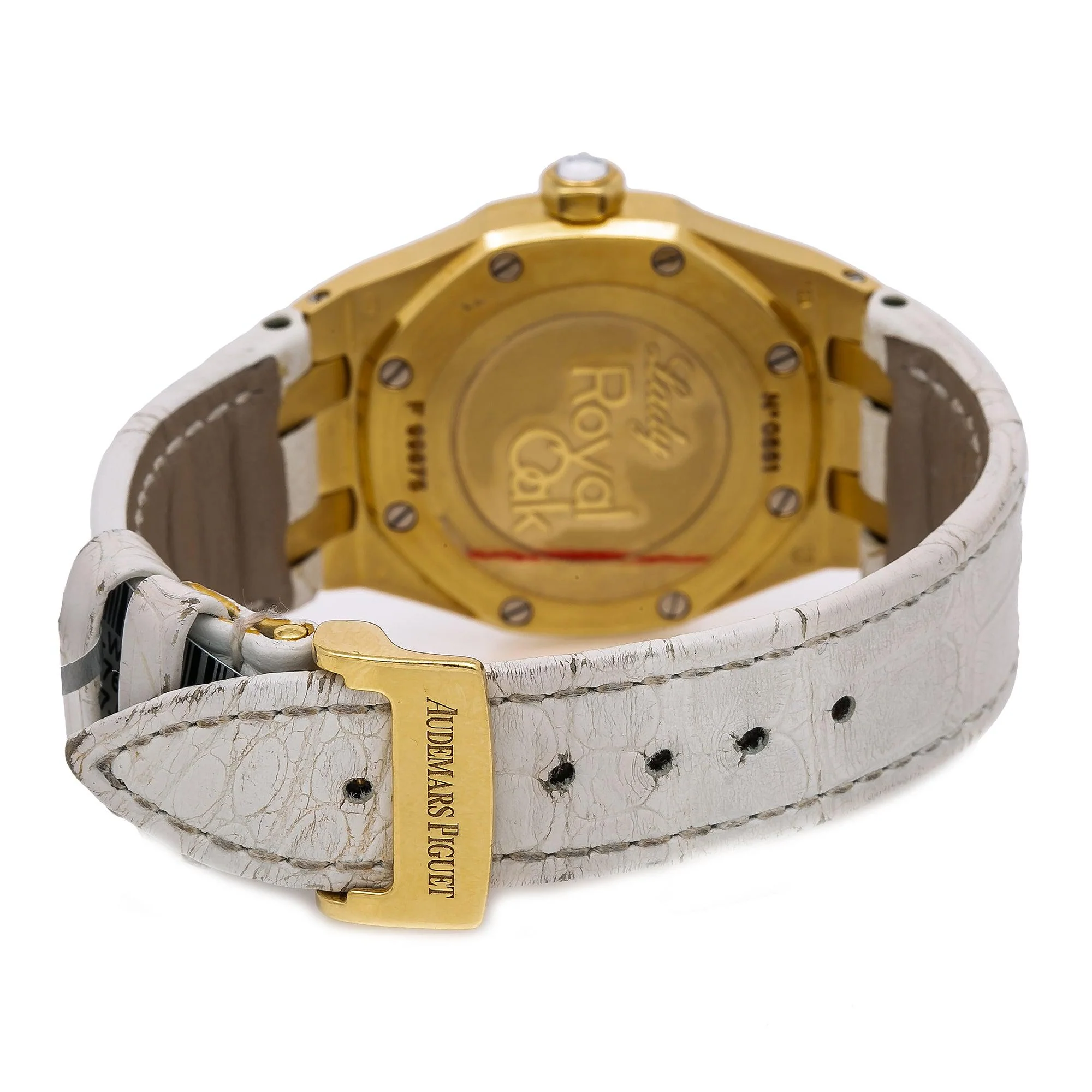 Audemars Piguet Royal Oak 33MM 67601BA.ZZ.D012CR.03 Mother of Pearl Diamond Dial Diamond Bezel White Alligator Leather Strap - Image 6