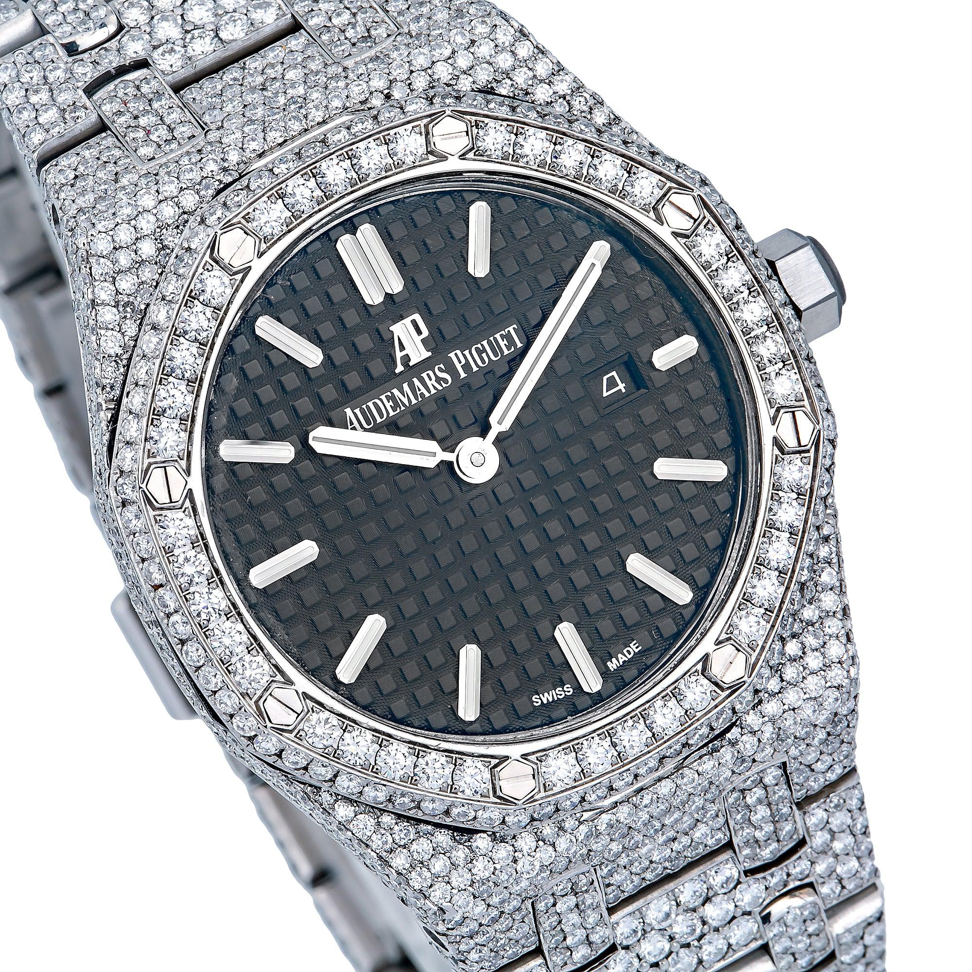 Audemars Piguet Royal Oak 33MM 67611ST Black Dial Diamond Bezel Stainless Steel Bracelet - Image 4
