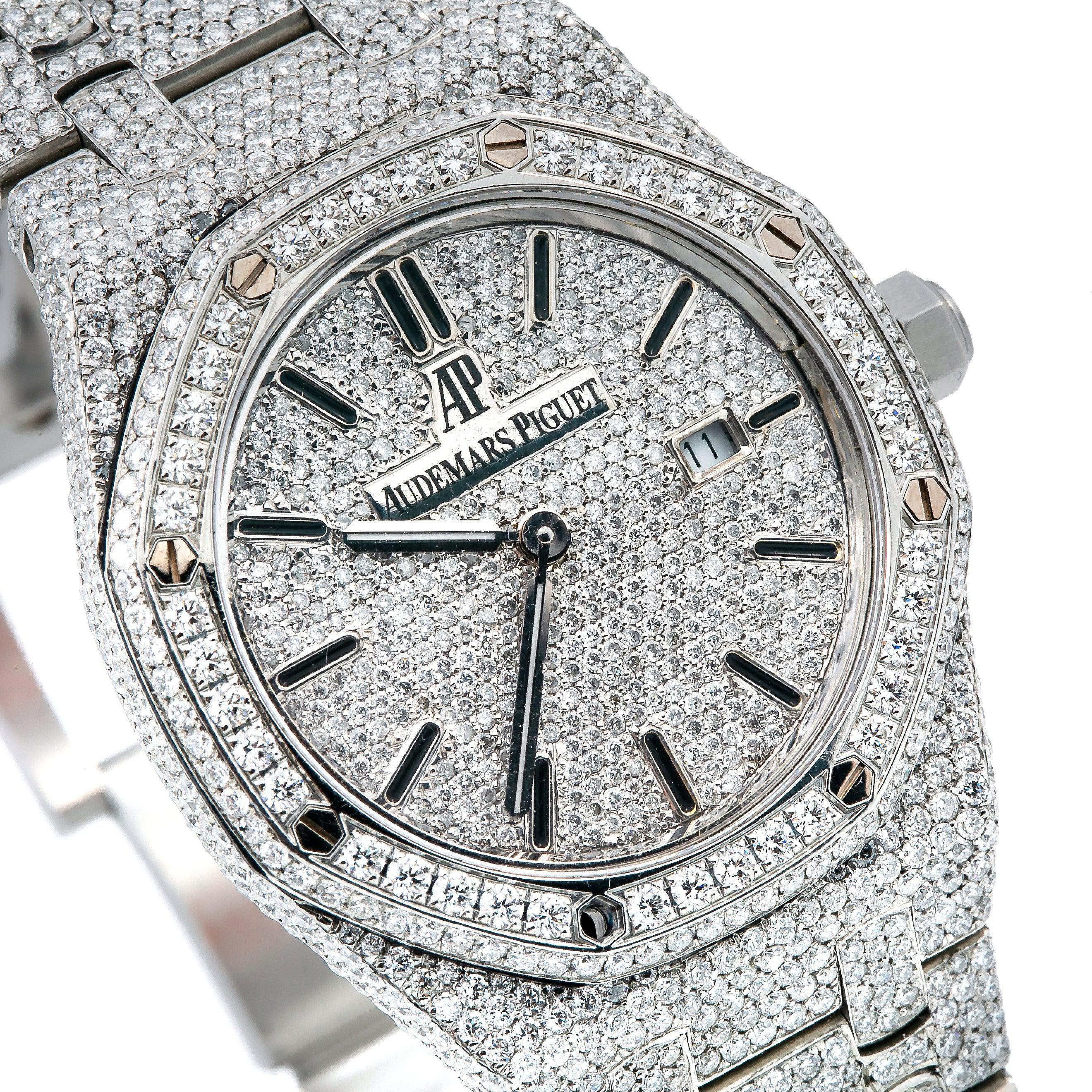 Audemars Piguet Royal Oak 33MM 67651 Diamond Paved Dial Stainless Steel Bezel Stainless Steel Bracelet - Image 3