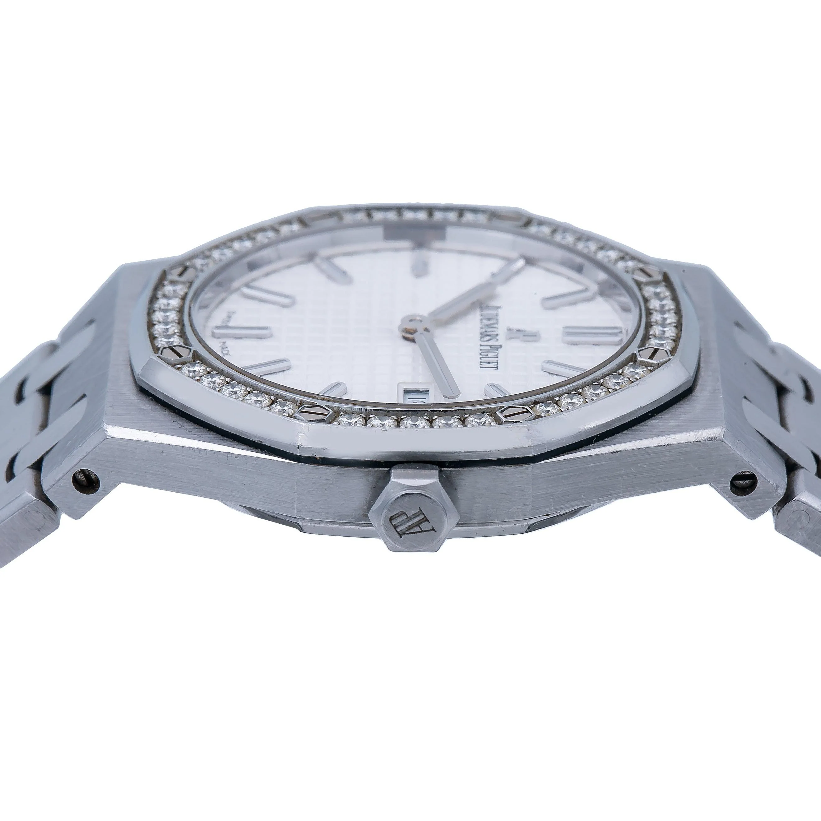 Audemars Piguet Royal Oak 33MM 67651ST.ZZ.1261ST.01 White Dial Diamond Bezel Stainless Steel Bracelet - Image 4