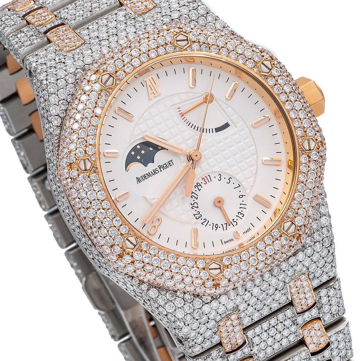 Audemars Piguet Royal Oak 39MM 25168SR Limited Edition Pride of China White Dial Diamond Paved Bezel Two Tone Rose Gold Bracelet 22.75ct - Image 3