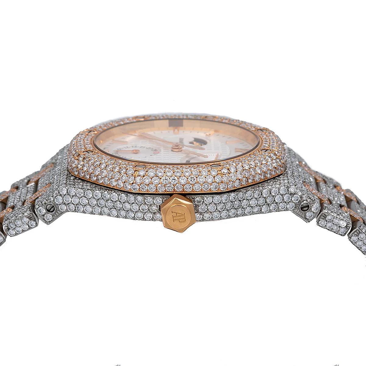 Audemars Piguet Royal Oak 39MM 25168SR Limited Edition Pride of China White Dial Diamond Paved Bezel Two Tone Rose Gold Bracelet 22.75ct - Image 4