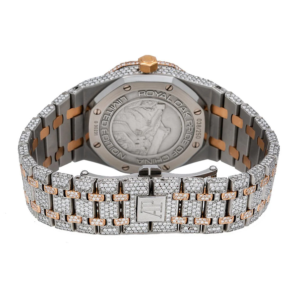Audemars Piguet Royal Oak 39MM 25168SR Limited Edition Pride of China White Dial Diamond Paved Bezel Two Tone Rose Gold Bracelet 22.75ct - Image 5