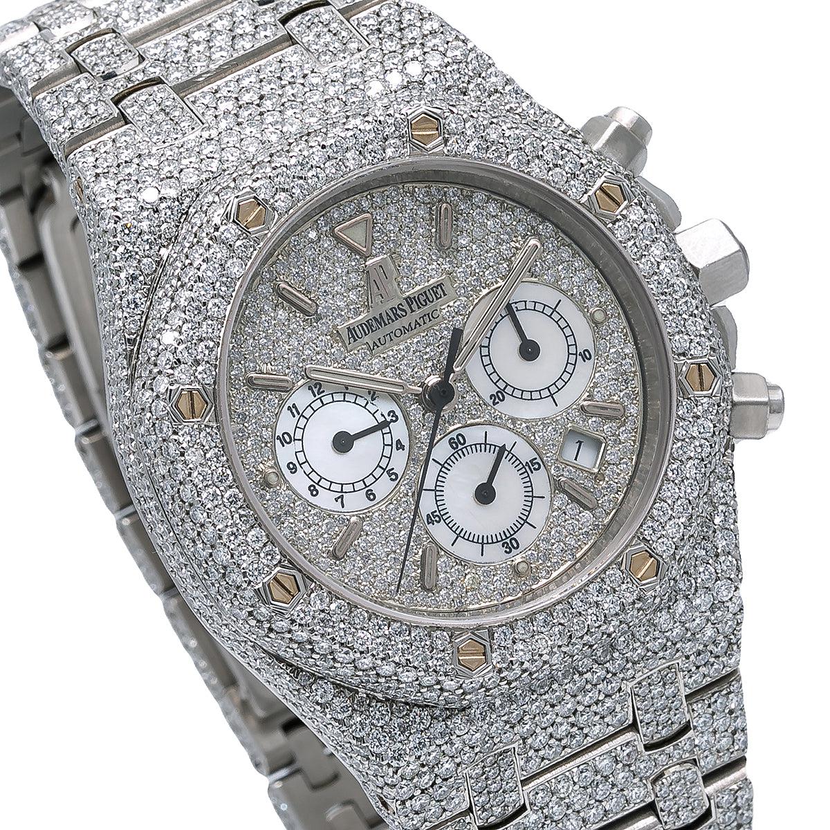 Audemars Piguet Royal Oak Chronograph 39MM 25860ST.OO.1110ST.05 Diamond Paved Dial Custom Aftermarket Stainless Steel Bracelet 23.75ct - Image 3