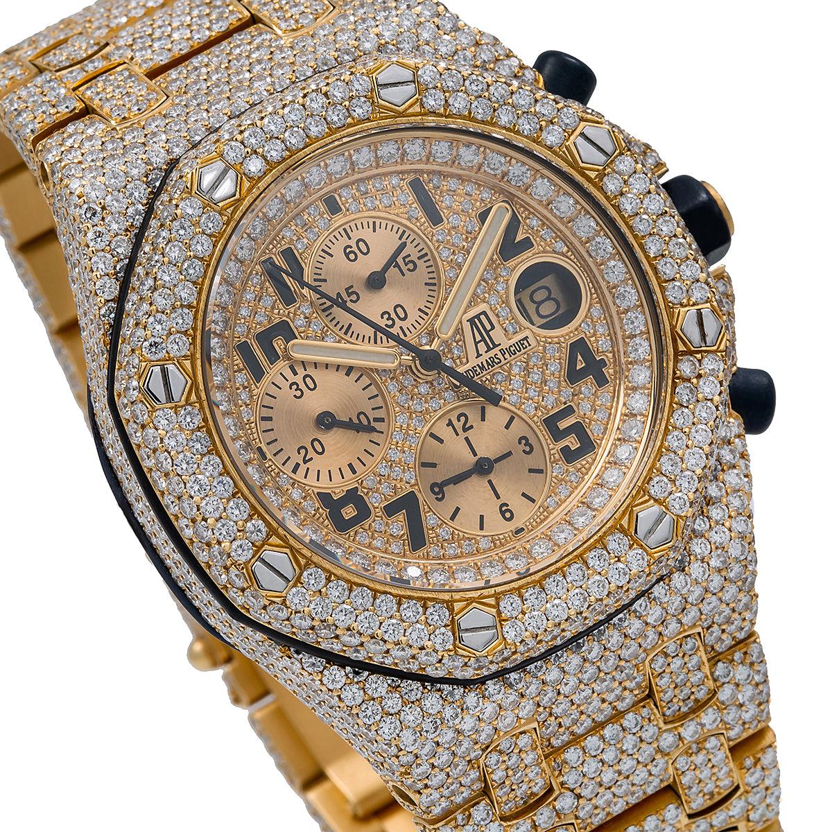 Audemars Piguet Royal Oak Chronograph 42MM 25721BA Diamond Paved Arabic Dial Diamond Paved Bezel 18K Yellow Gold Bracelet 29.75ct - Image 3