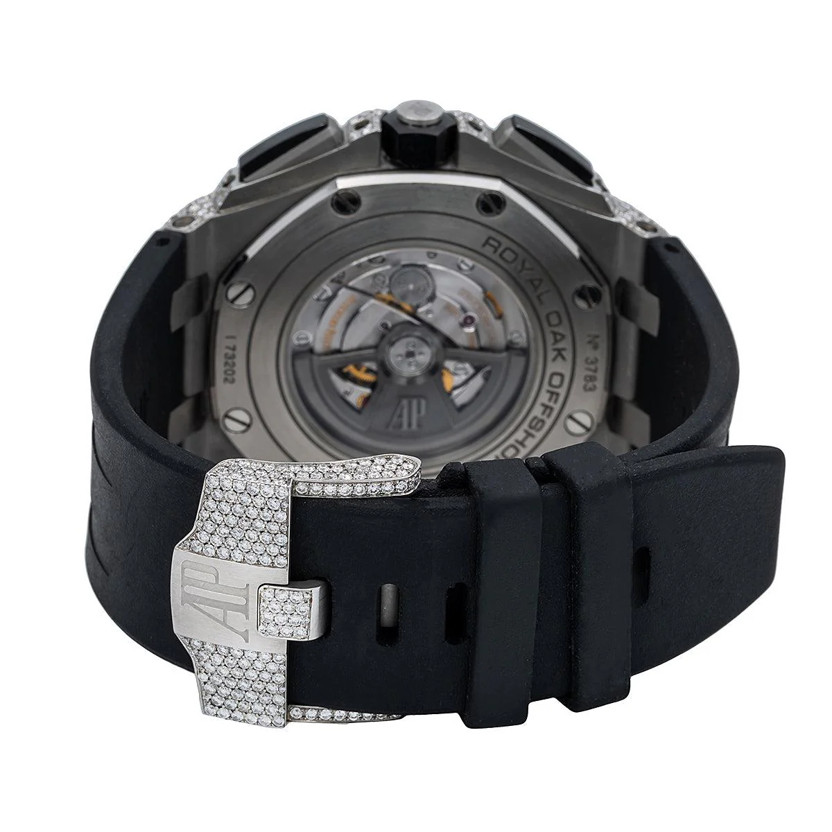 Audemars Piguet Royal Oak Chronograph 44MM 26400SO.OO.A002CA.01 Diamond Paved Dial Diamond Paved Bezel Black Rubber Band 14.09ct - Image 4