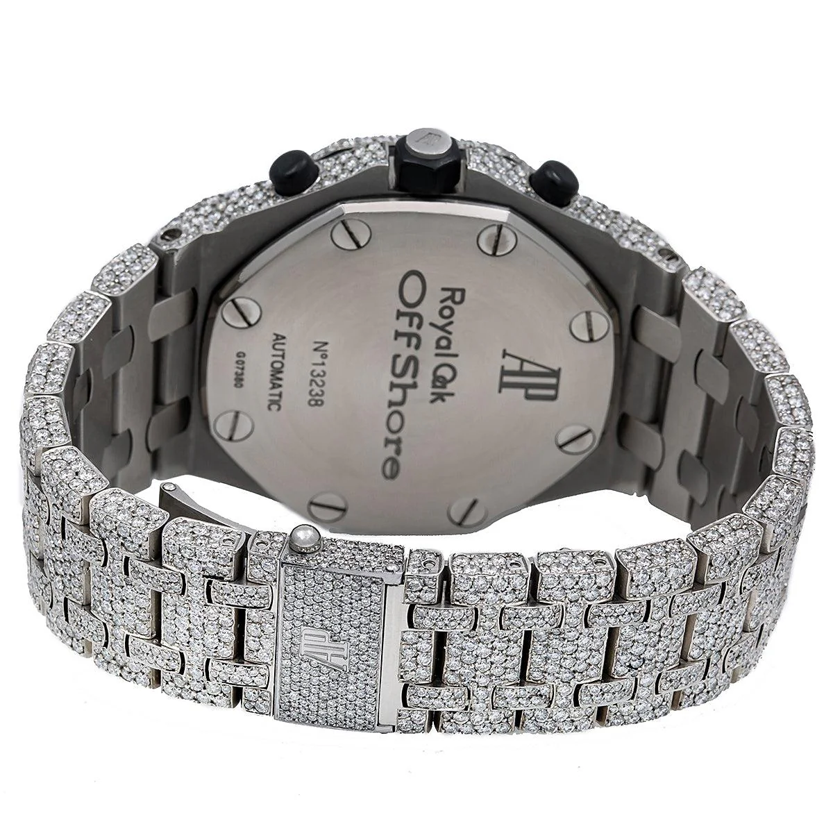 Audemars Piguet Royal Oak Offshore 42MM 25721ST Diamond Paved Arabic Dial Custom Aftermarket Stainless Steel Bracelet 26.25ct - Image 5