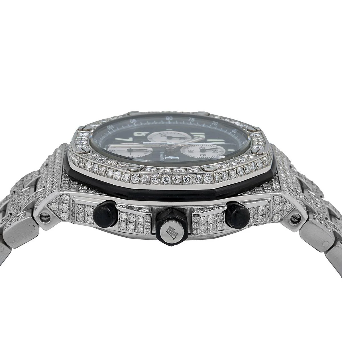Audemars Piguet Royal Oak Offshore 43MM 25721ST Black Arabic Dial Diamond Bezel Stainless Steel Bracelet 21.75ct - Image 4