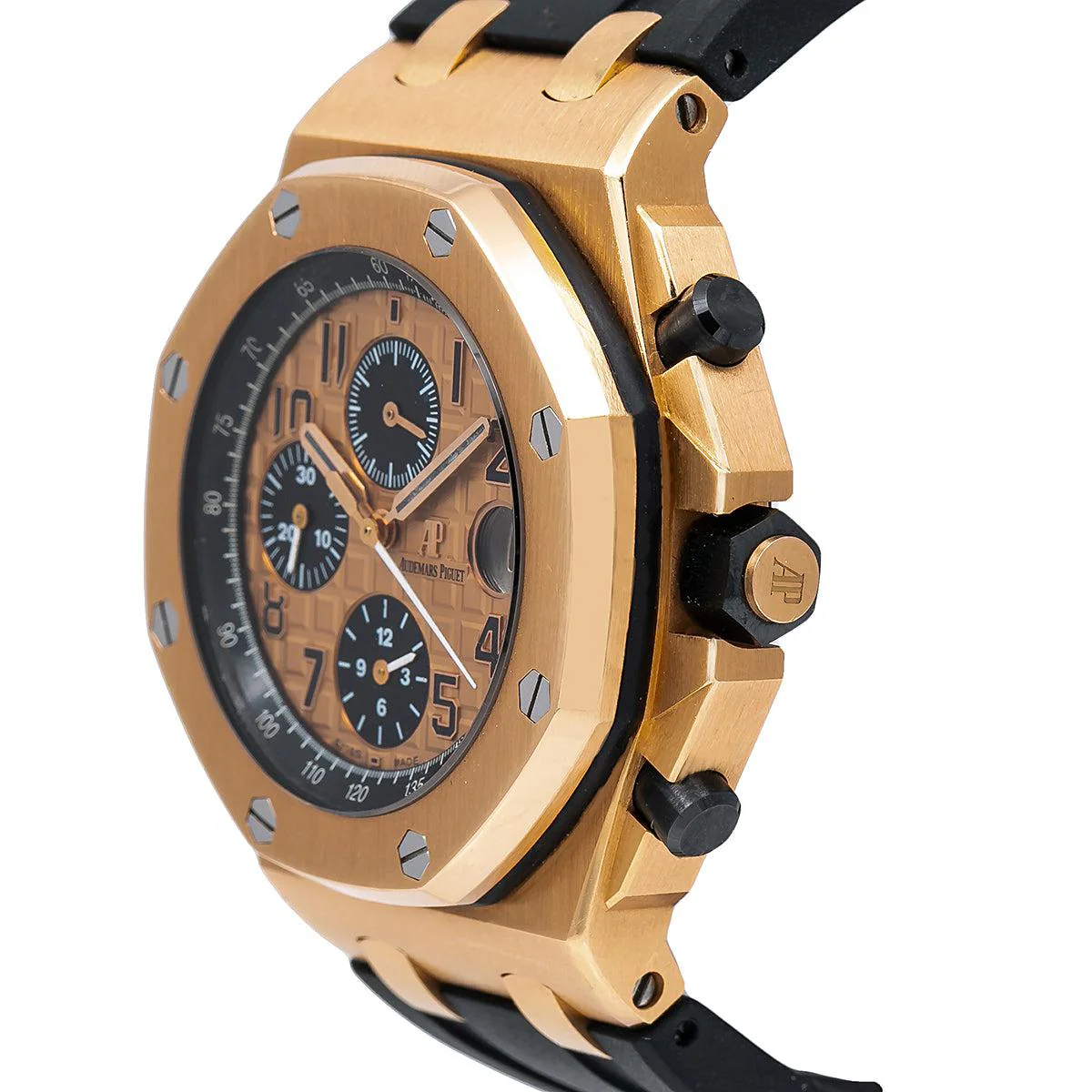 Audemars Piguet Royal Oak Offshore Chronograph 44MM 26470OR.OO.A002CR.01 Champagne Arabic Dial Rose Gold Bezel Black Rubber Band - Image 3