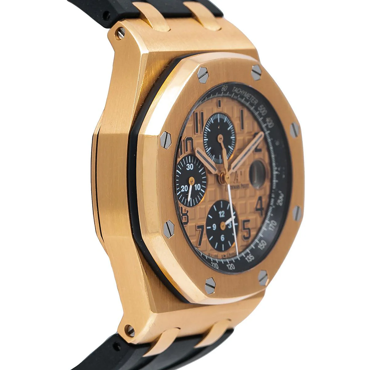 Audemars Piguet Royal Oak Offshore Chronograph 44MM 26470OR.OO.A002CR.01 Champagne Arabic Dial Rose Gold Bezel Black Rubber Band - Image 4