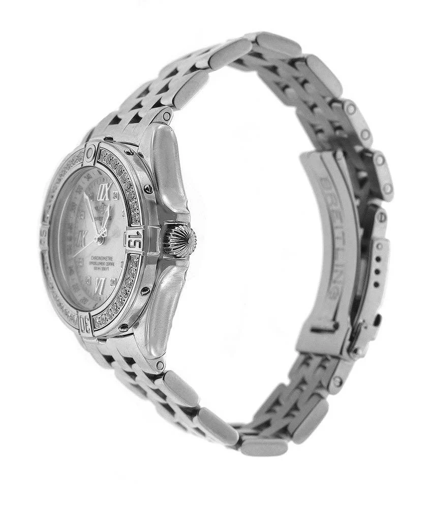 Breitling B-Class 31MM A67365 Mother of Pearl Roman Diamond Dial Diamond Bezel Stainless Steel Bracelet - Image 3