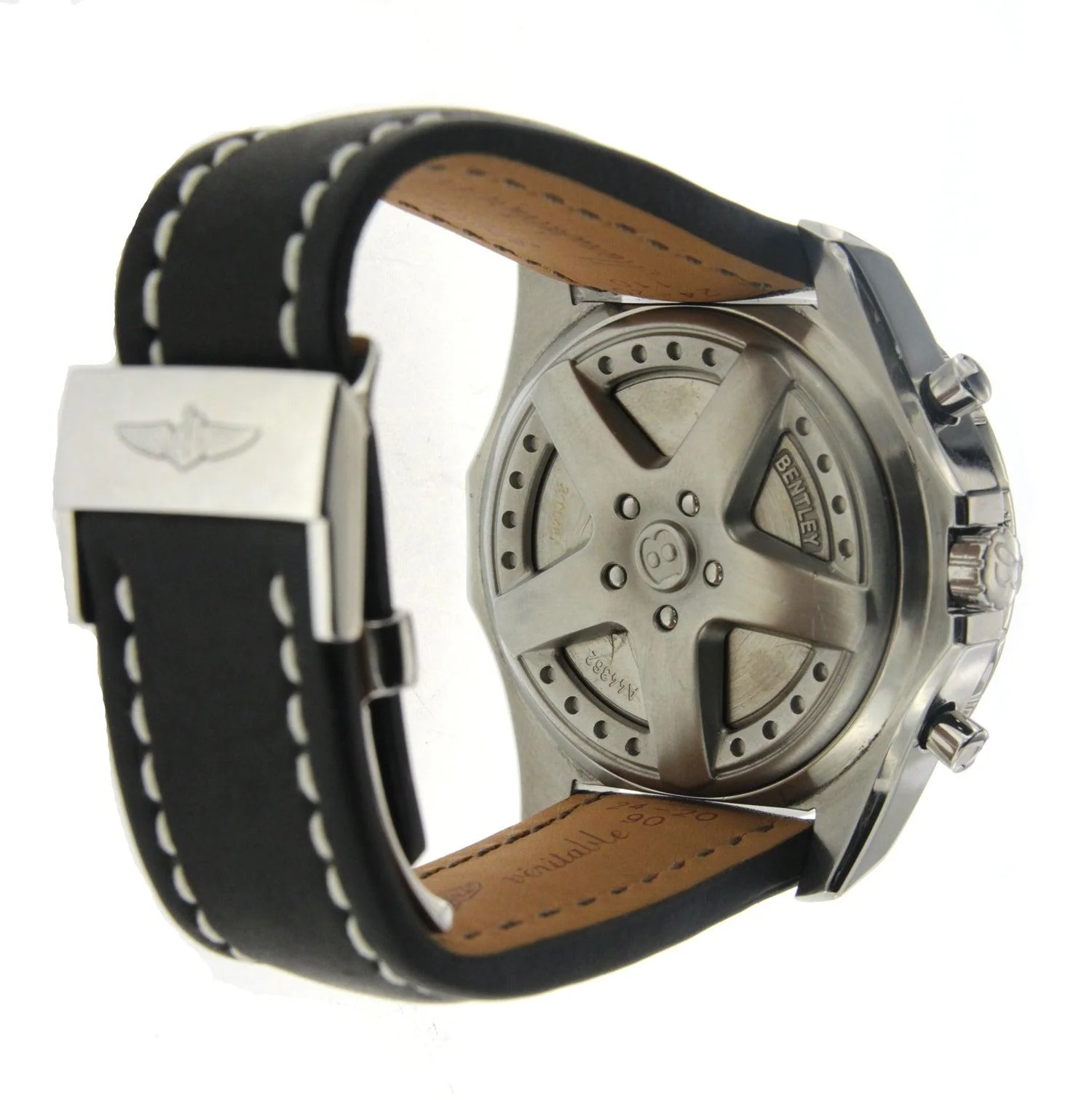 Breitling Bentley 6.75 48MM A44364 Black Dial Diamond Bezel Black Leather Strap - Image 3