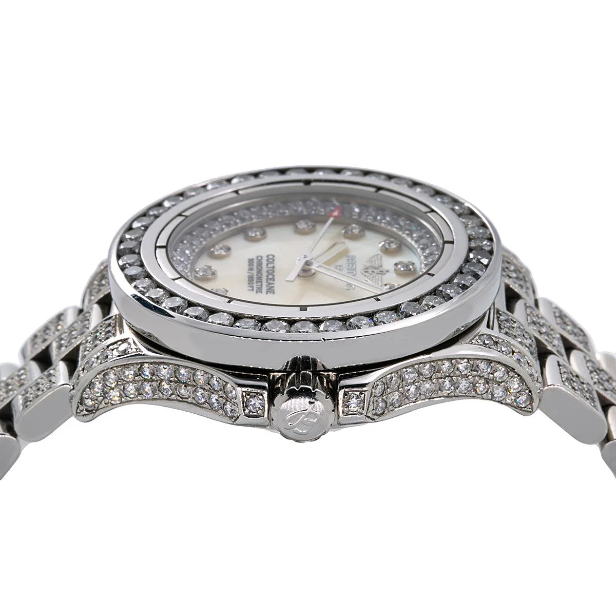 Breitling Colt Oceane 33MM A77380 Mother of Pearl Diamond Dial Diamond Bezel Full Diamond Bracelet 8ct - Image 3