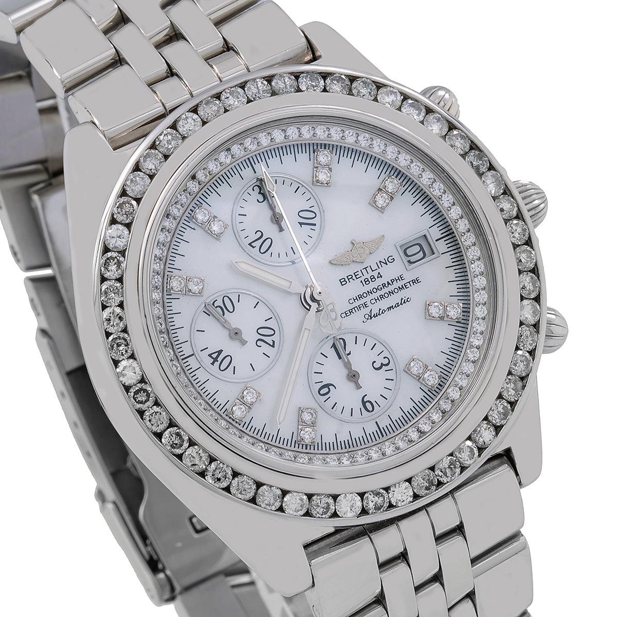 Breitling Crosswind 43MM A13055 Mother of Pearl Diamond Dial Diamond Bezel Stainless Steel Bracelet 3ct - Image 3
