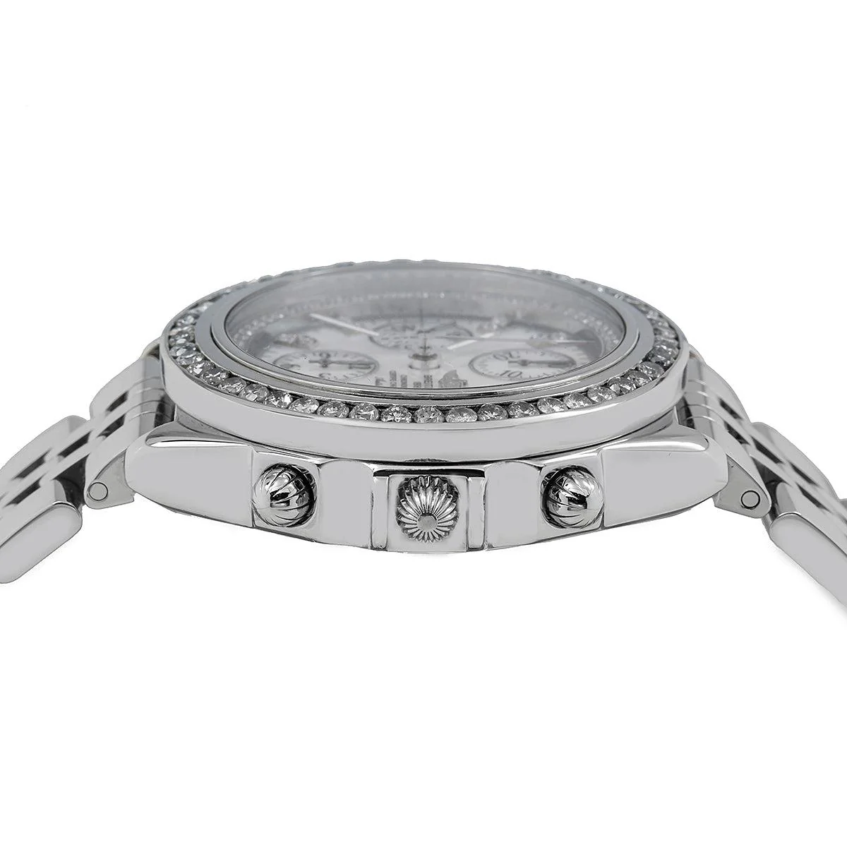 Breitling Crosswind 43MM A13055 Mother of Pearl Diamond Dial Diamond Bezel Stainless Steel Bracelet 3ct - Image 4
