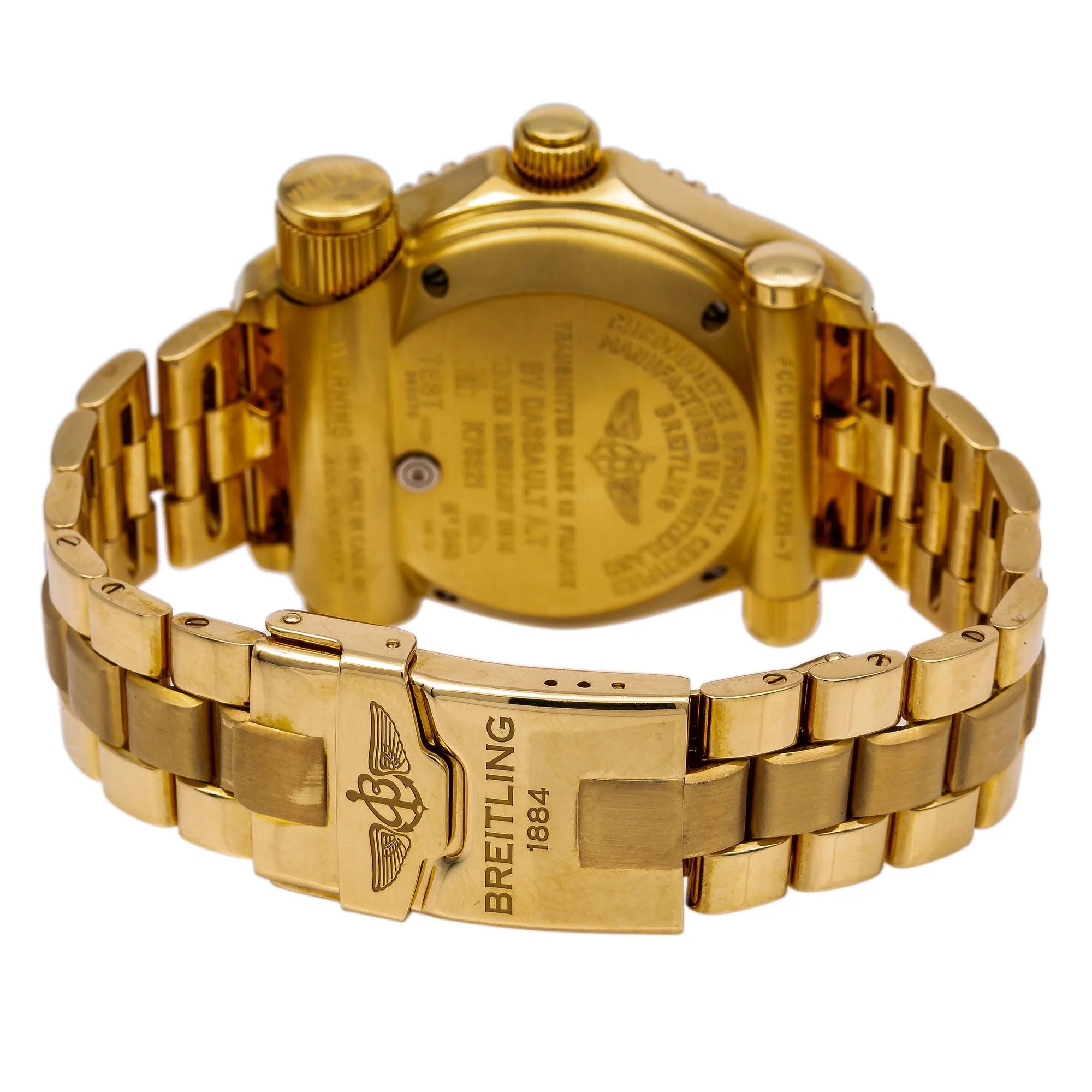 Breitling Emergency Superquartz 43MM K76321 Black Arabic Dial Yellow Gold Bezel 18K Yellow Gold Bracelet - Image 4