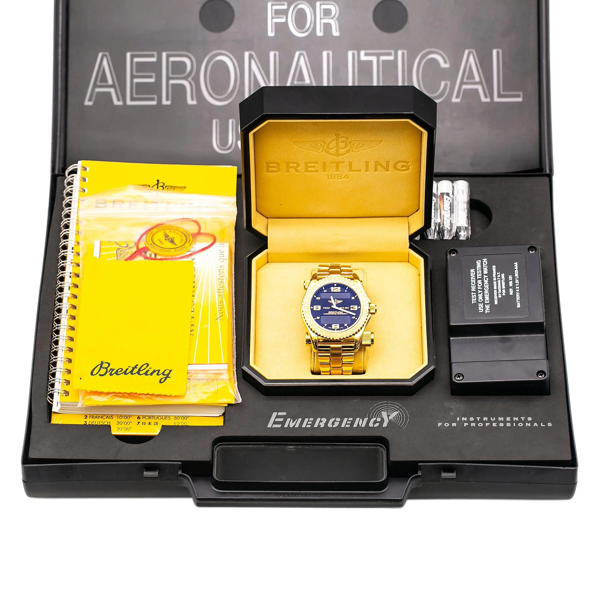 Breitling Emergency Superquartz 43MM K76321 Black Arabic Dial Yellow Gold Bezel 18K Yellow Gold Bracelet - Image 6