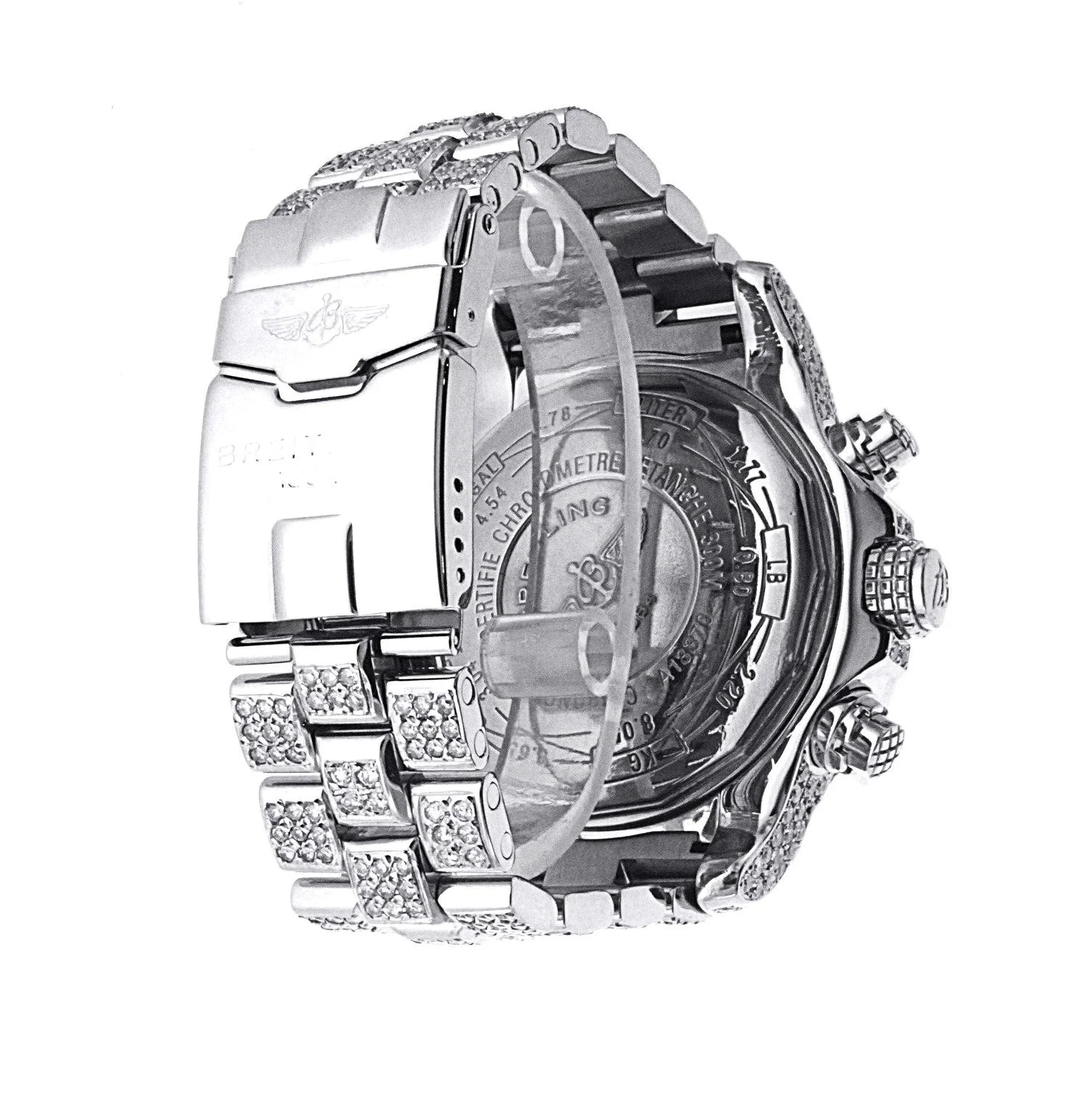 Breitling Super Avenger 48MM A13370 Black Arabic Dial Diamond Bezel Full Diamond Bracelet - Image 4