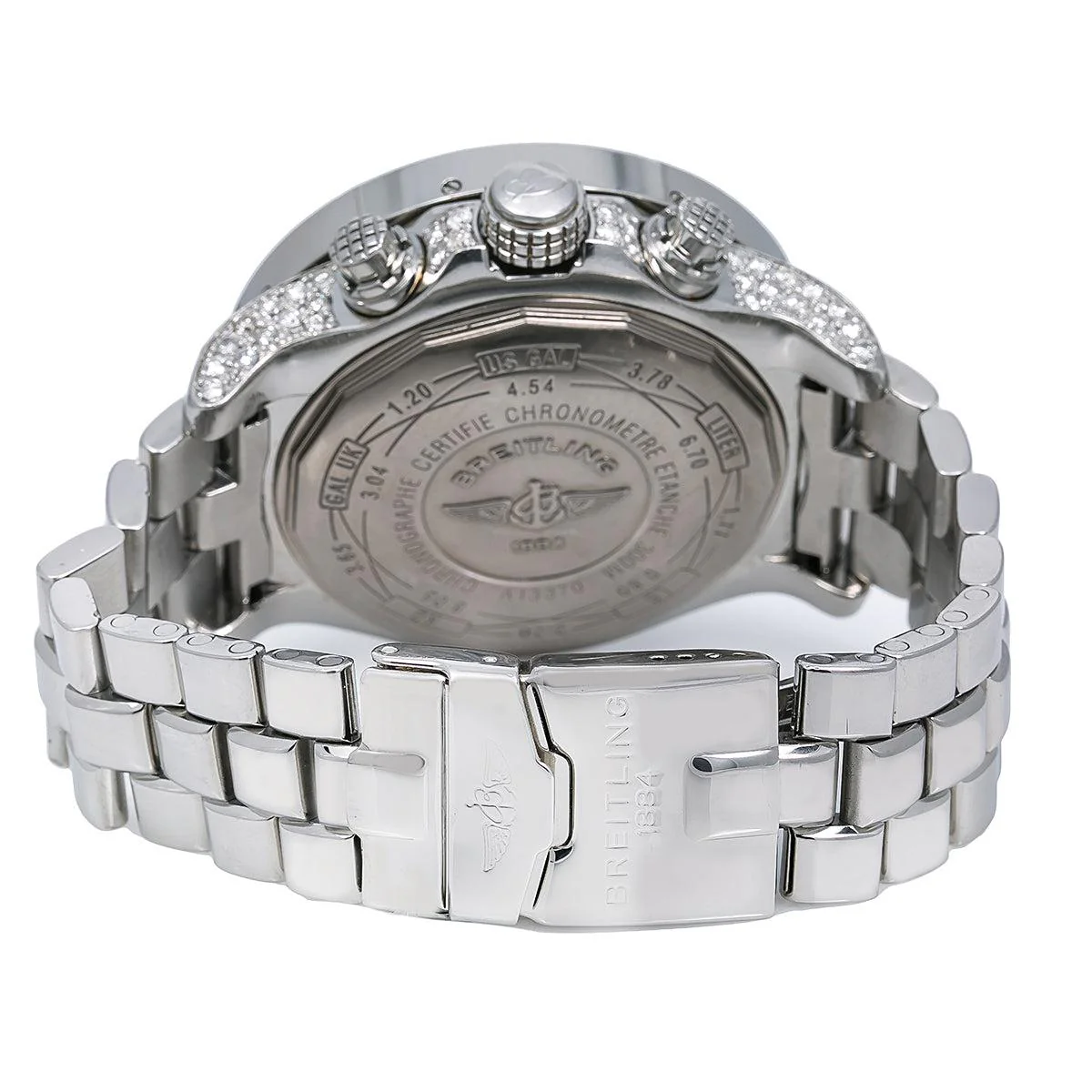 Breitling Super Avenger 48MM A13370 Black Arabic Dial Diamond Bezel Stainless Steel Bracelet 9.35ct - Image 5