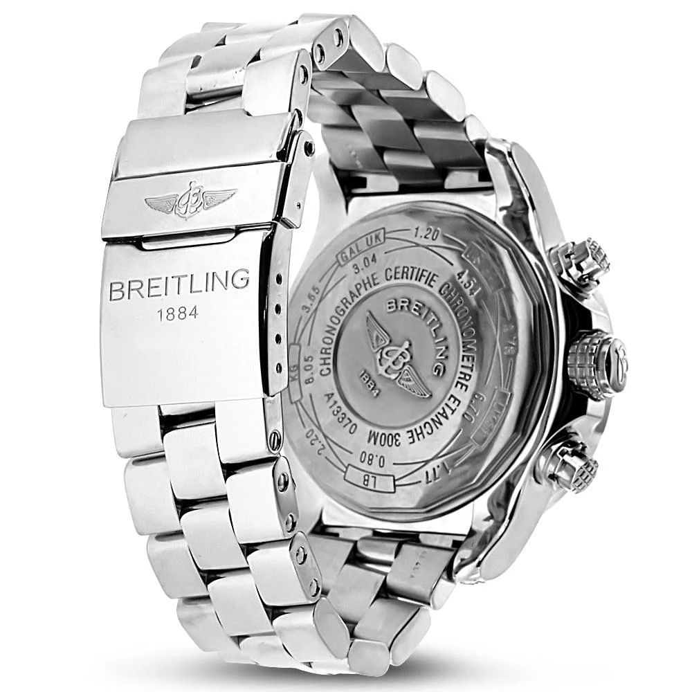 Breitling Super Avenger XL 48MM A13370 White Arabic Dial Diamond Bezel Stainless Steel Bracelet - Image 3
