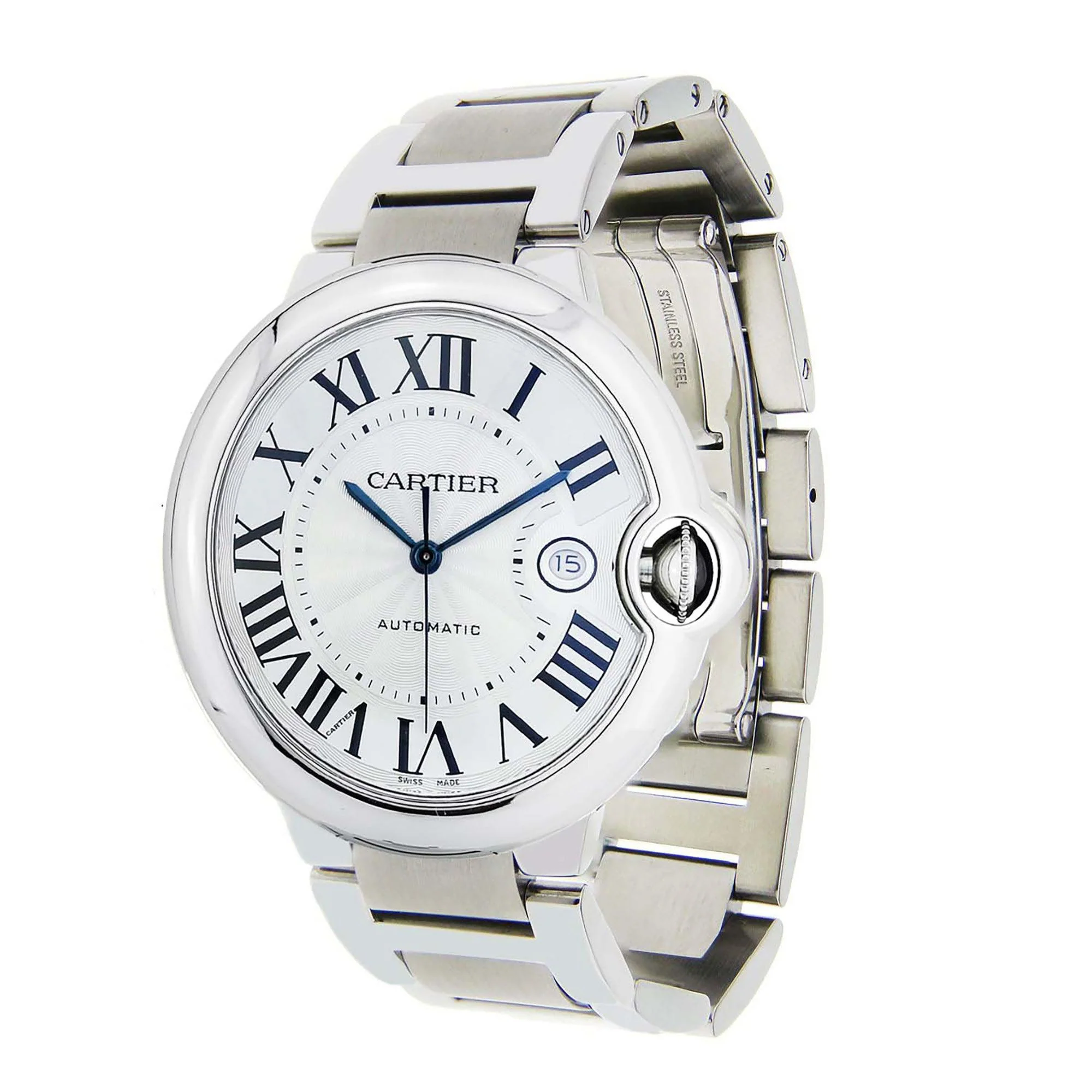 Cartier Ballon Bleu 42MM W69017Z4 Silver Roman Dial Stainless Steel Bracelet - Image 3