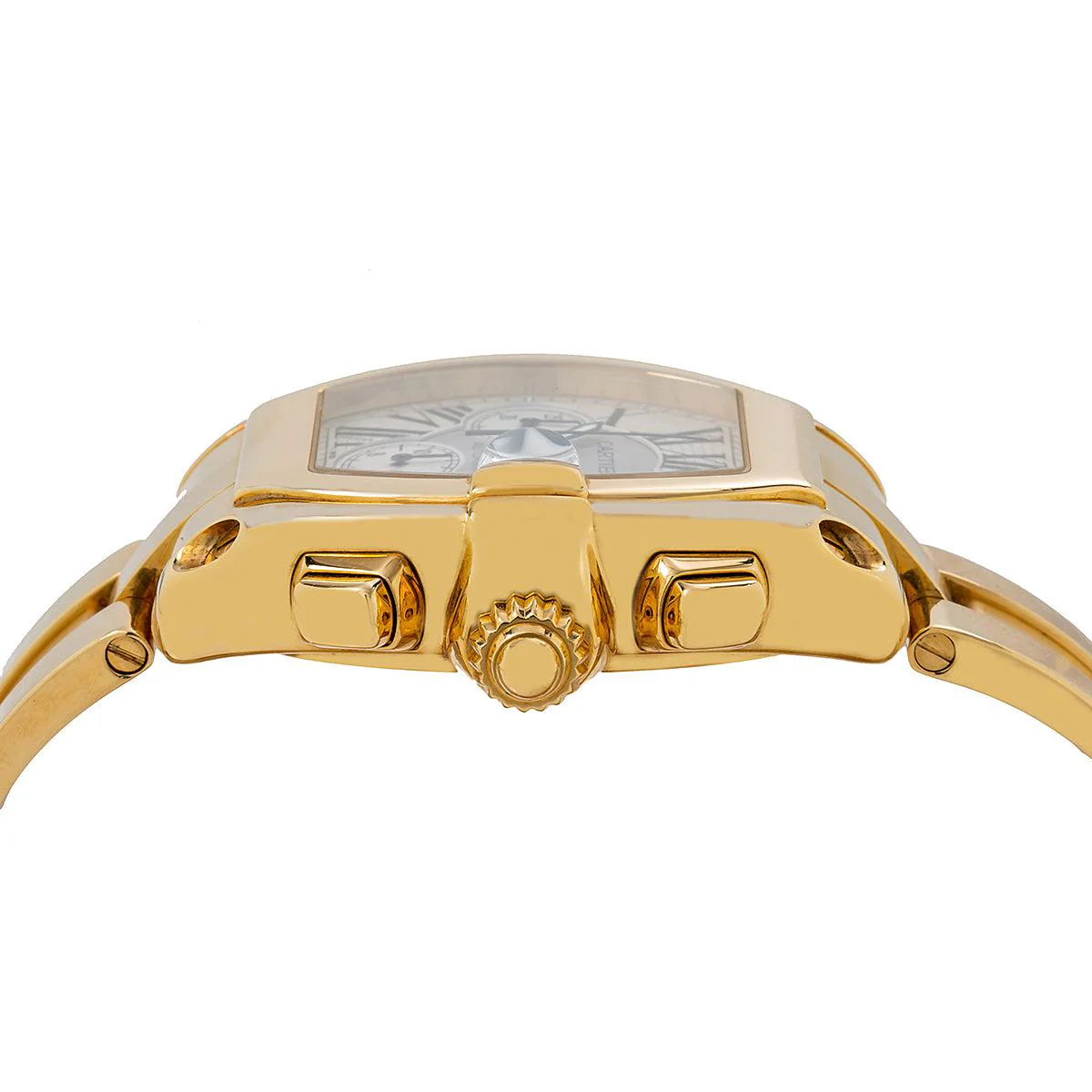 Cartier Roadster 43MM W62021Y2 / 2619 Silver Roman Dial Yellow Gold Bezel 18K Yellow Gold Bracelet - Image 4