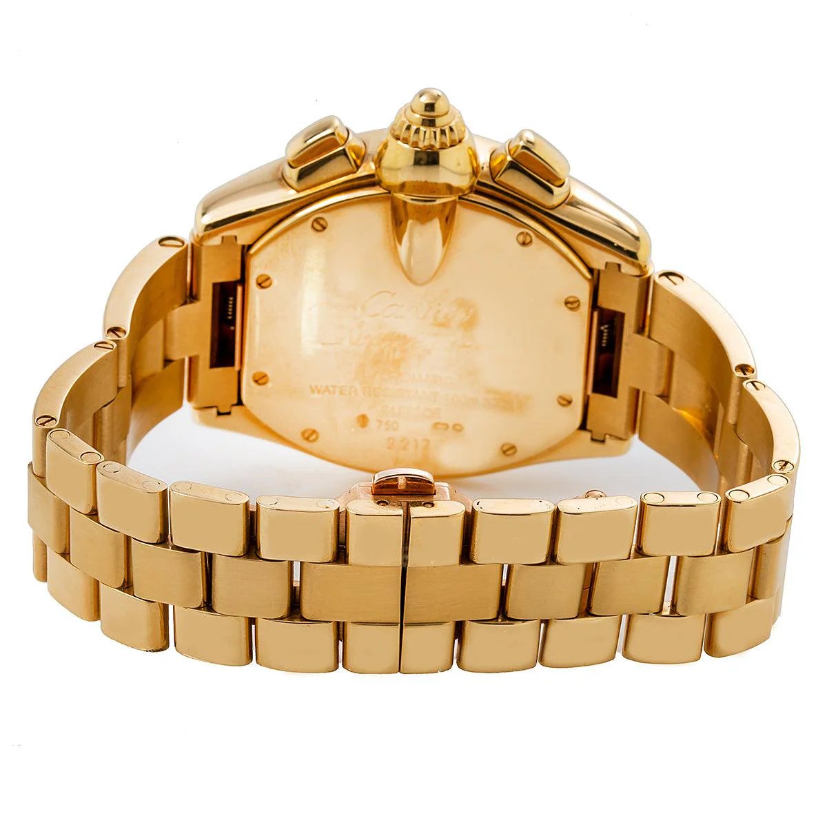 Cartier Roadster 43MM W62021Y2 / 2619 Silver Roman Dial Yellow Gold Bezel 18K Yellow Gold Bracelet - Image 5