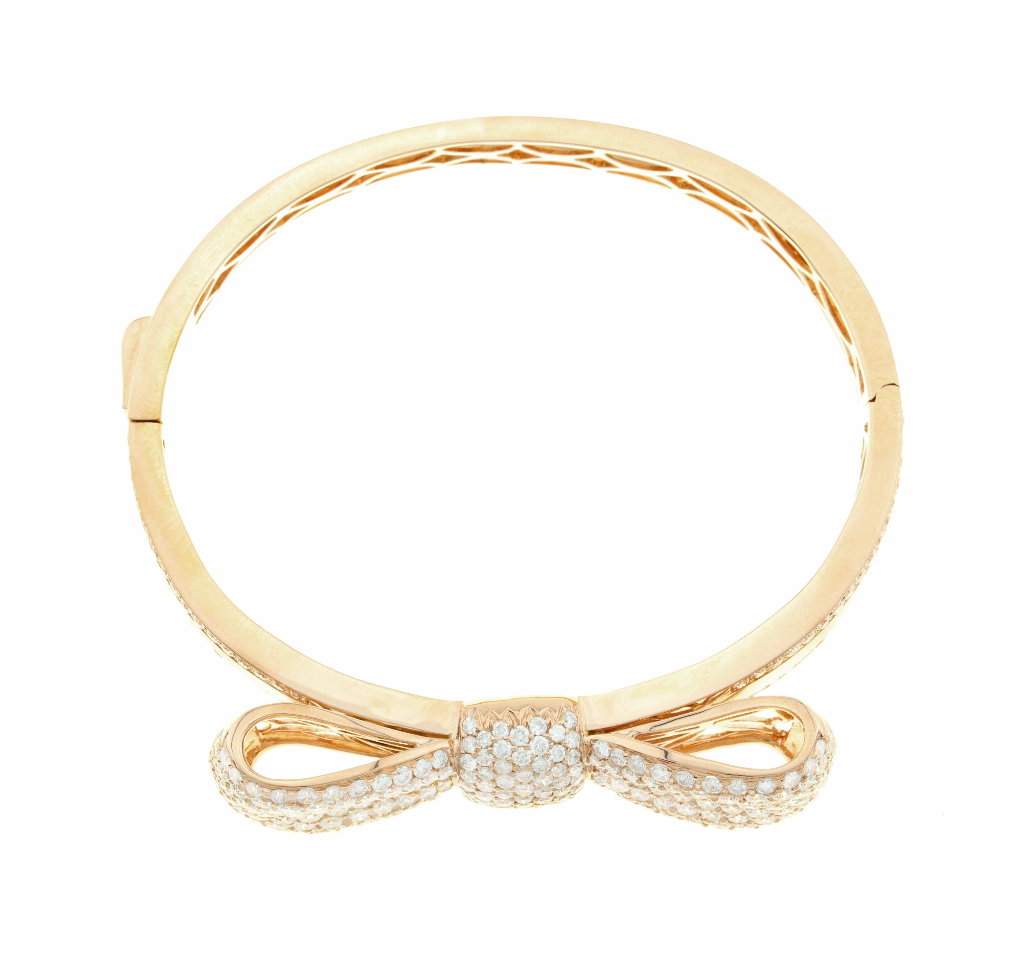 18K Yellow Gold Diamond Bow Design Bangle With Round Cut Diamonds 8.22CT - Image 3