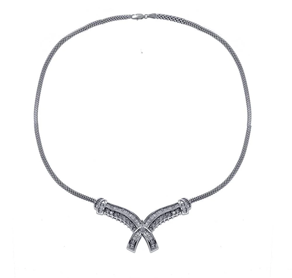 14K White Gold Diamond Chain With Marquise Center Stone - Image 3