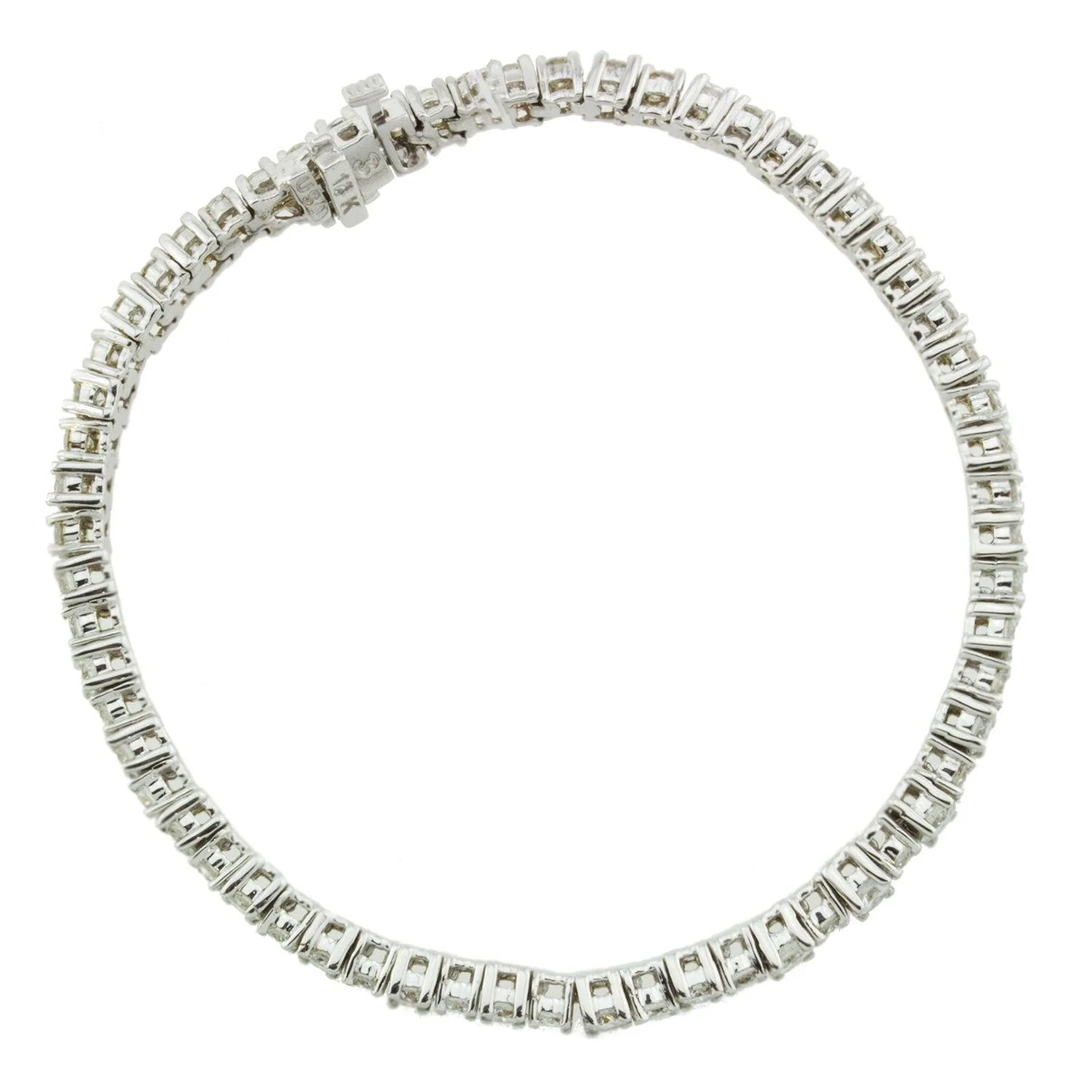 18K White Gold Diamond Tennis Bracelet With Round Cut Diamonds 6.25CT - Image 3