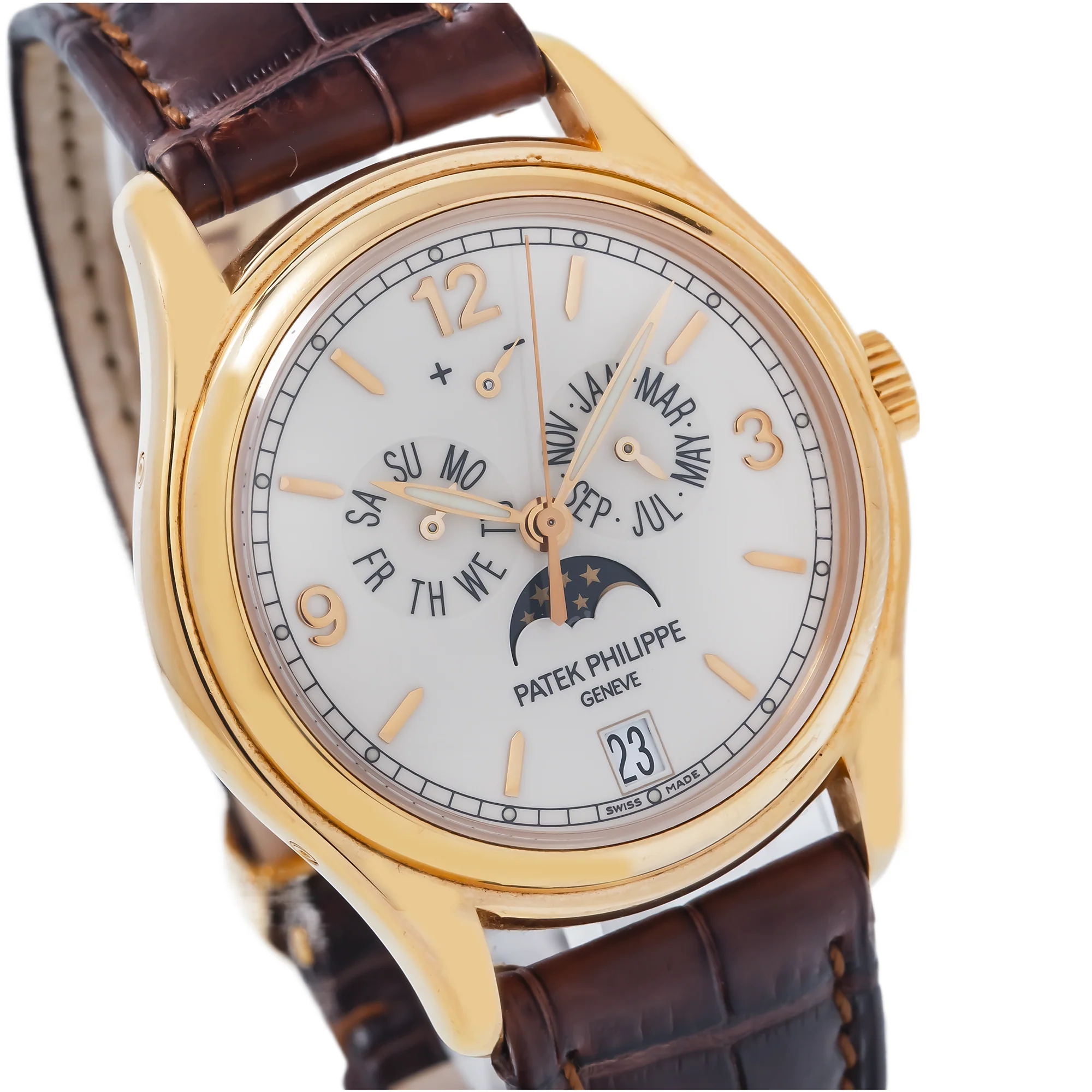 Patek Philippe Annual Calendar 39MM 5146R-001 White Dial Rose Gold Bezel Brown Alligator Leather Strap - Image 3
