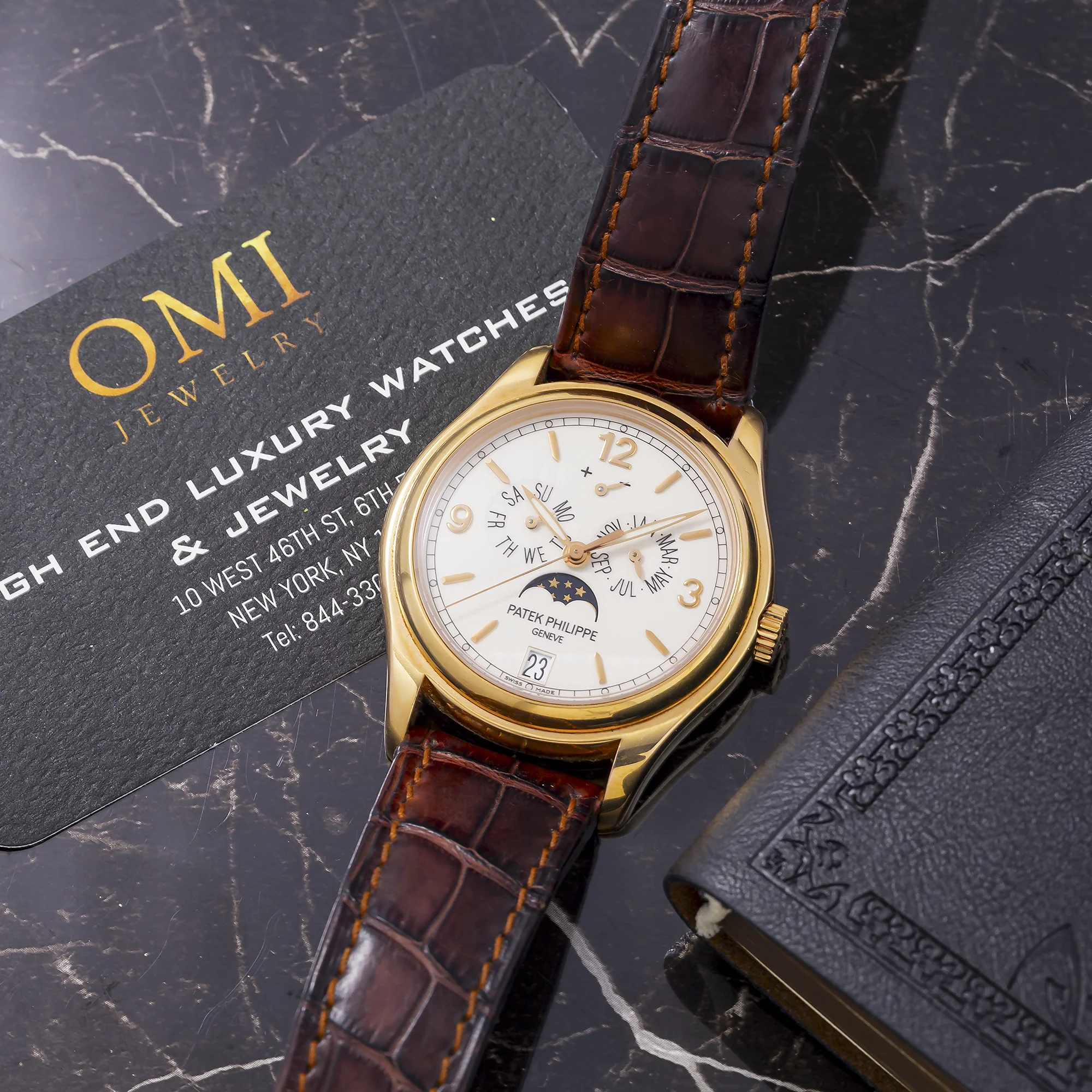 Patek Philippe Annual Calendar 39MM 5146R-001 White Dial Rose Gold Bezel Brown Alligator Leather Strap - Image 4