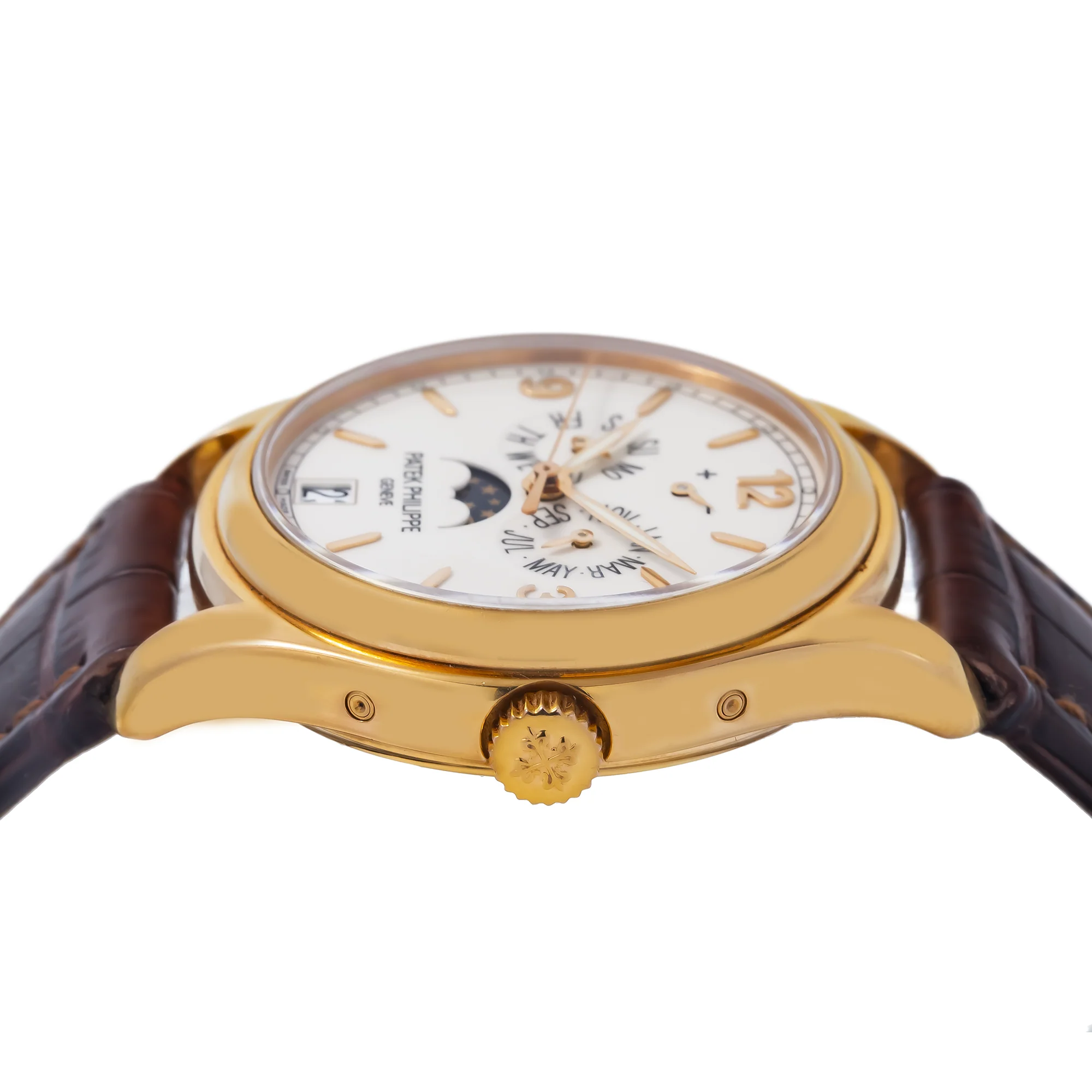 Patek Philippe Annual Calendar 39MM 5146R-001 White Dial Rose Gold Bezel Brown Alligator Leather Strap - Image 5