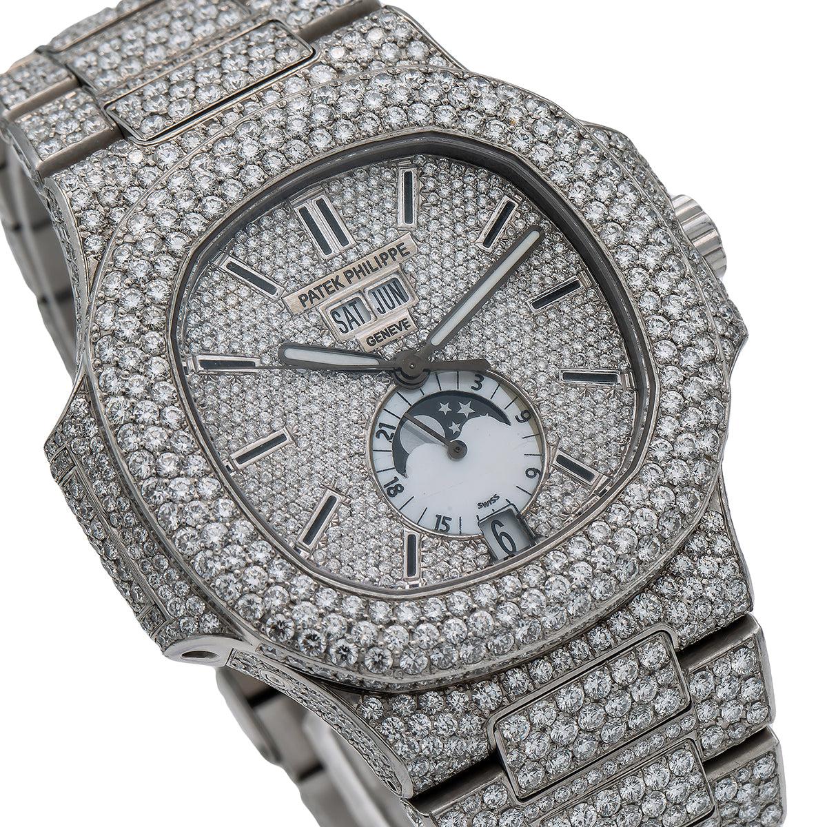 Patek Philippe Nautilus 40.5MM 5726/1A Diamond Paved Dial Diamond Paved Bezel Stainless Steel Full Diamond Bracelet 25.75ct - Image 3