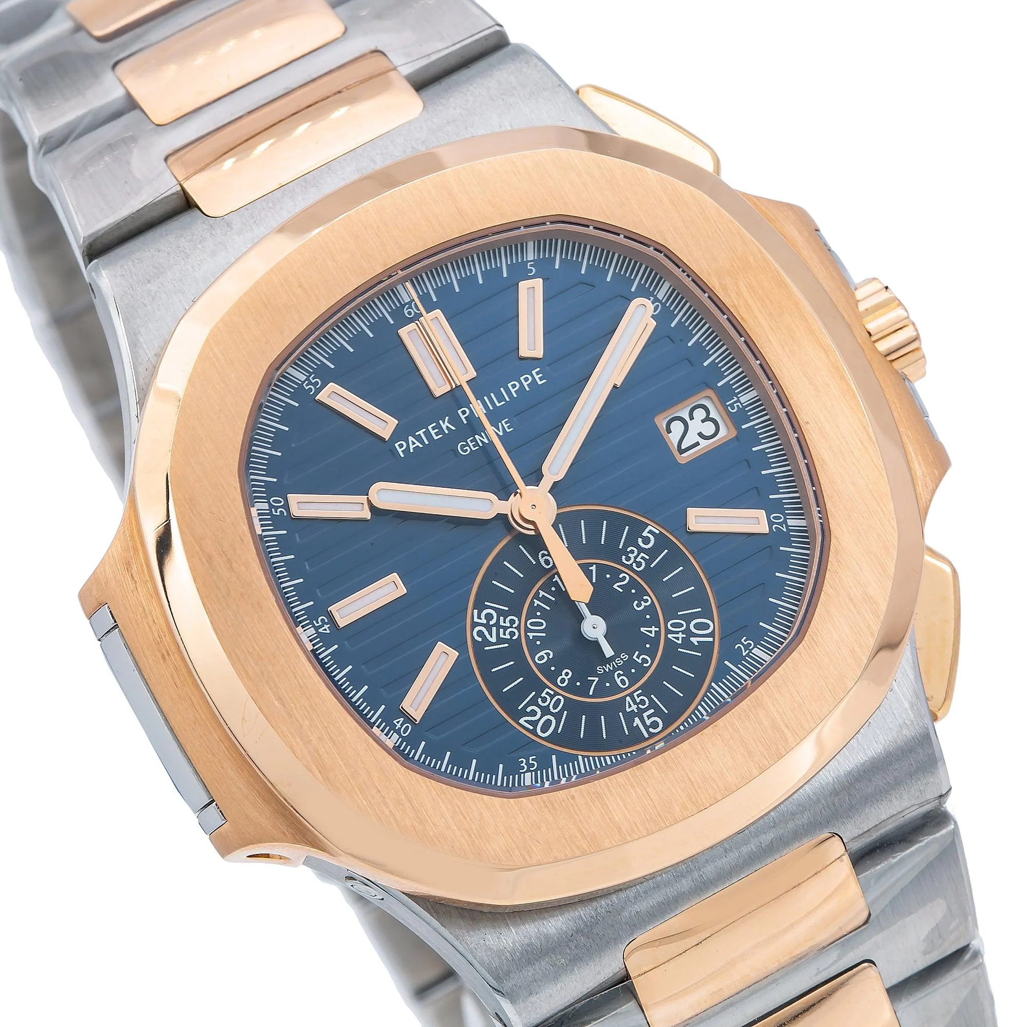 Patek Philippe Nautilus 40.5MM 5980/1AR Blue Dial Rose Gold Bezel Two Tone 18K Rose Gold Bracelet - Image 3