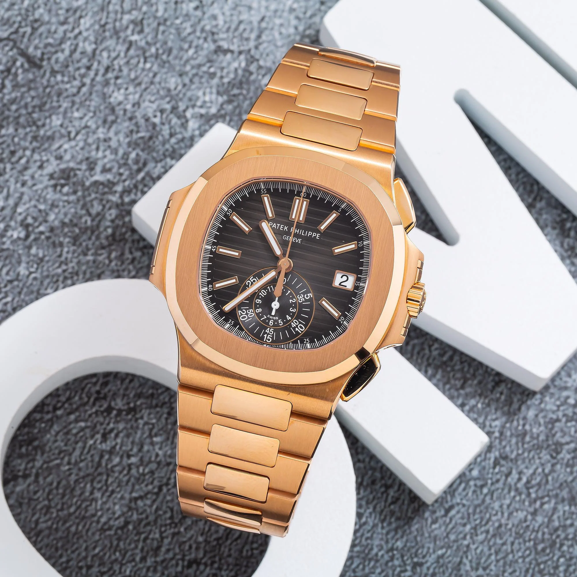 Patek Philippe Nautilus 40.5MM 5980/1R-001 Black Dial Rose Gold Bezel 18K Rose Gold Bracelet - Image 6