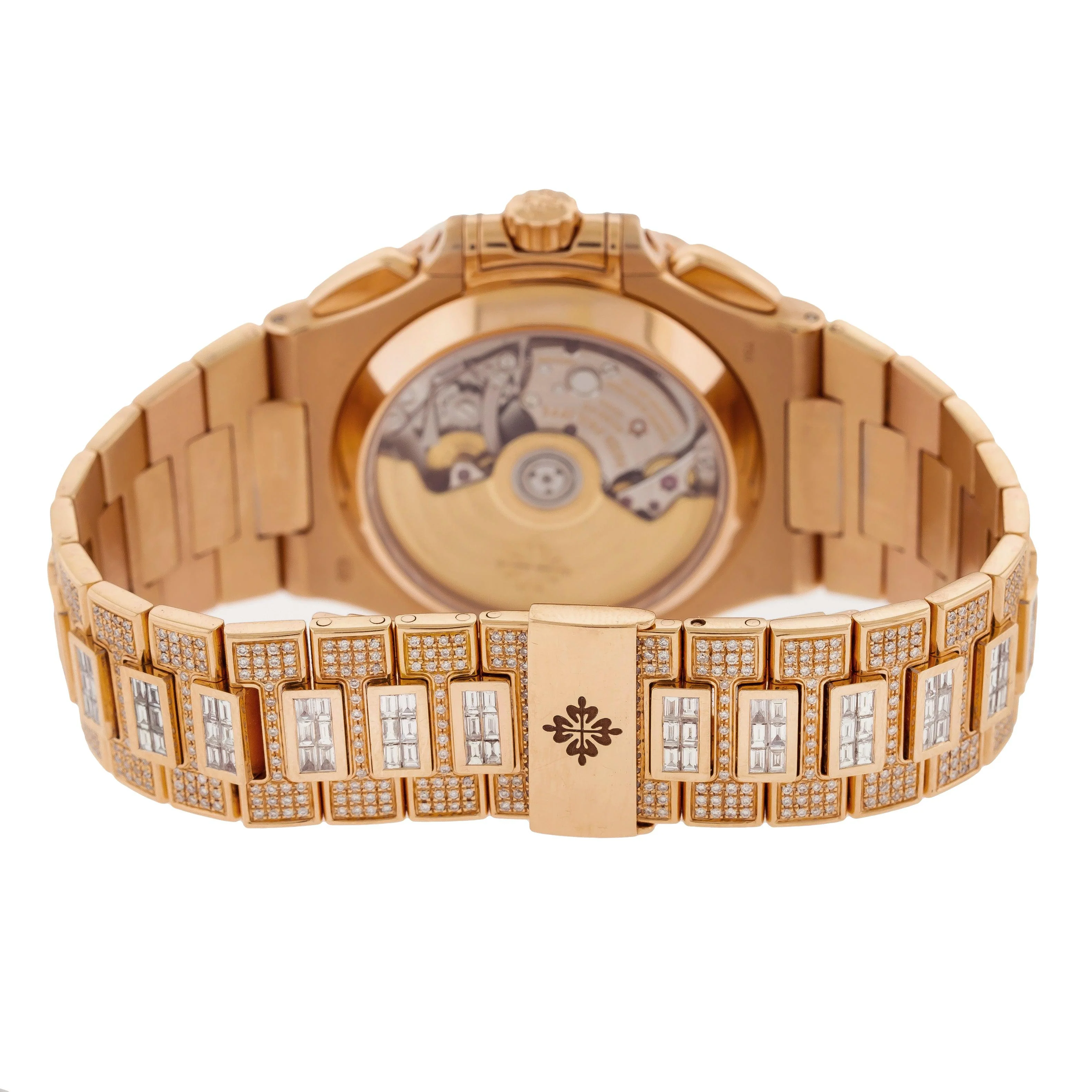 Patek Philippe Nautilus 40.5MM 5980/1R-001 Brown Diamond Dial Baguette Diamond Bezel 18K Rose Gold Full Diamond Bracelet 25ct - Image 5