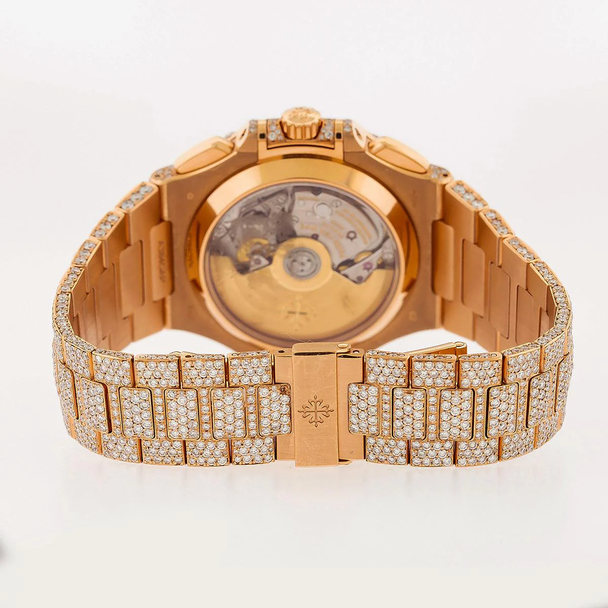 Patek Philippe Nautilus 40.5MM 5980/1R Diamond Paved Dial Diamond Paved Bezel 18K Rose Gold Full Diamond Bracelet - Image 6