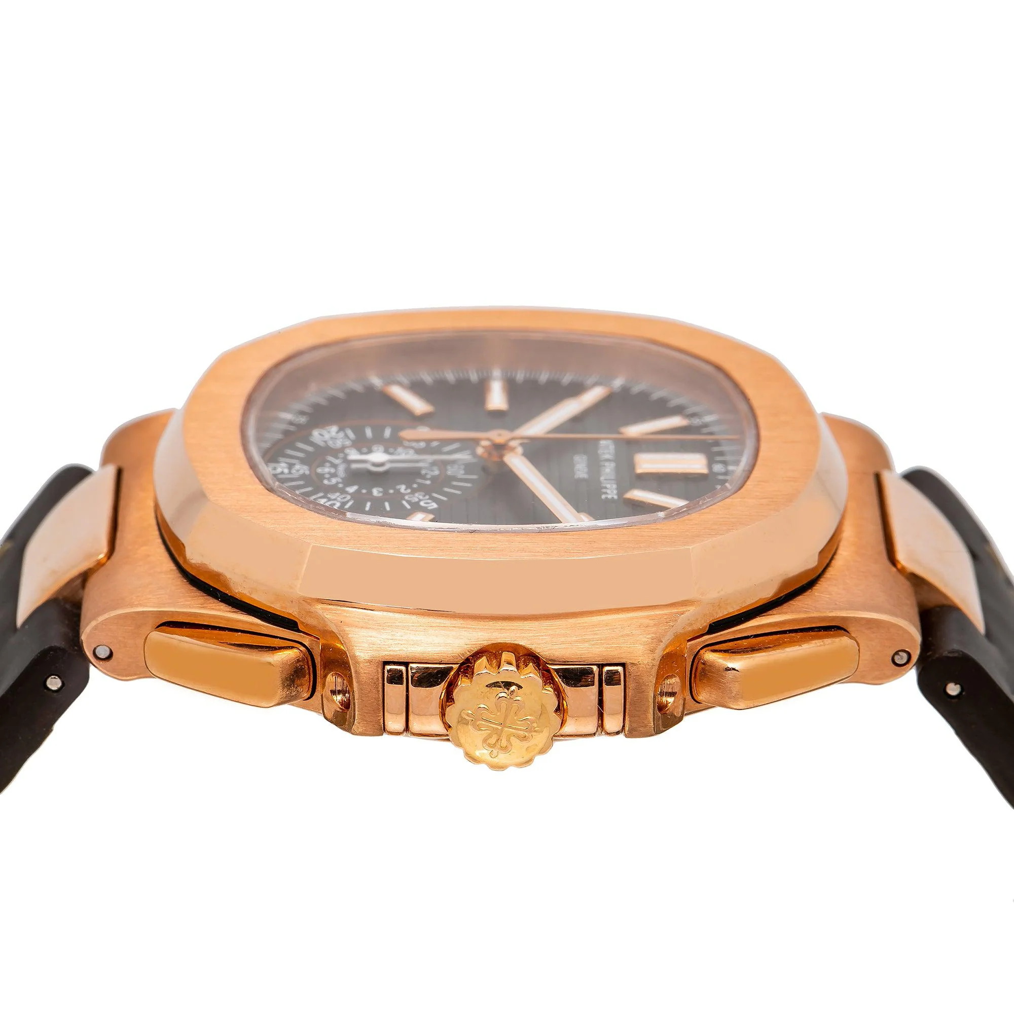 Patek Philippe Nautilus 40.5MM 5980/219P Brown Dial Rose Gold Bezel Brown Leather Strap - Image 5