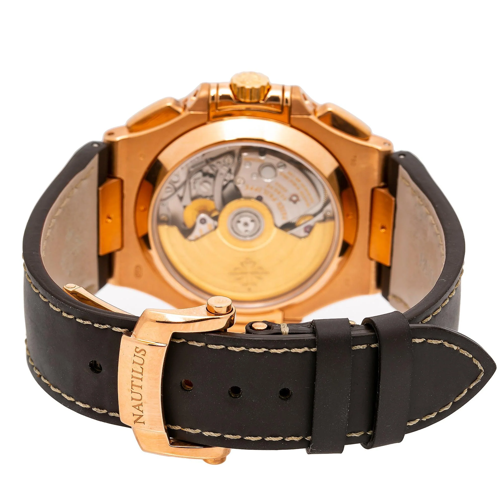 Patek Philippe Nautilus 40.5MM 5980/219P Brown Dial Rose Gold Bezel Brown Leather Strap - Image 6