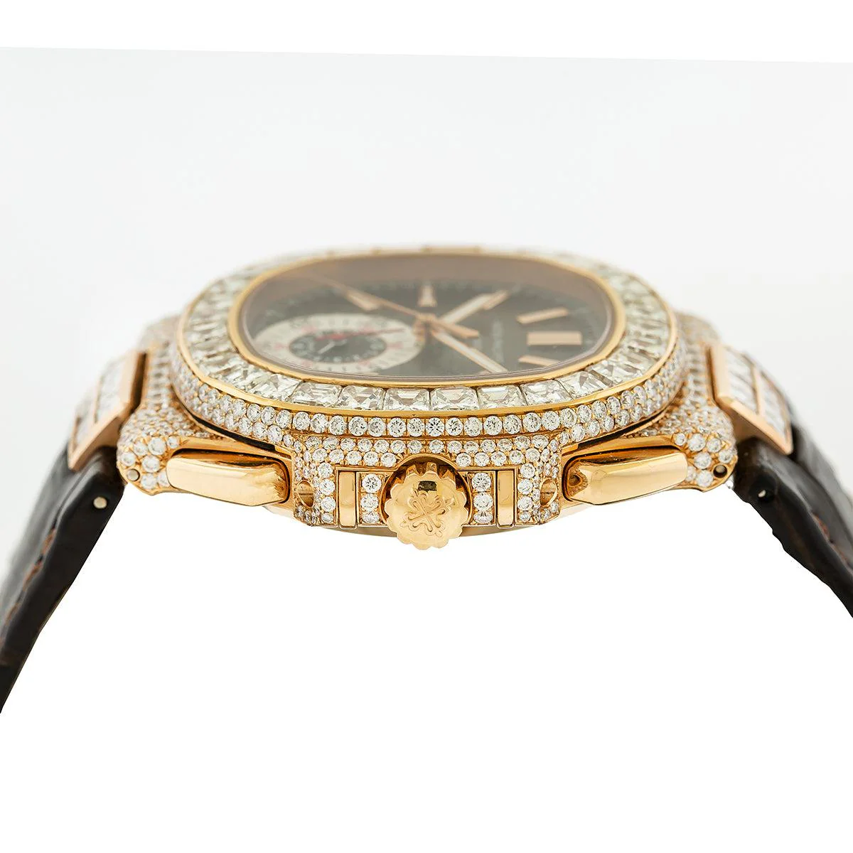 Patek Philippe Nautilus 40.5MM 5980R-001 Brown Dial Rose Gold Bezel Brown Alligator Leather Strap 14.5ct - Image 4